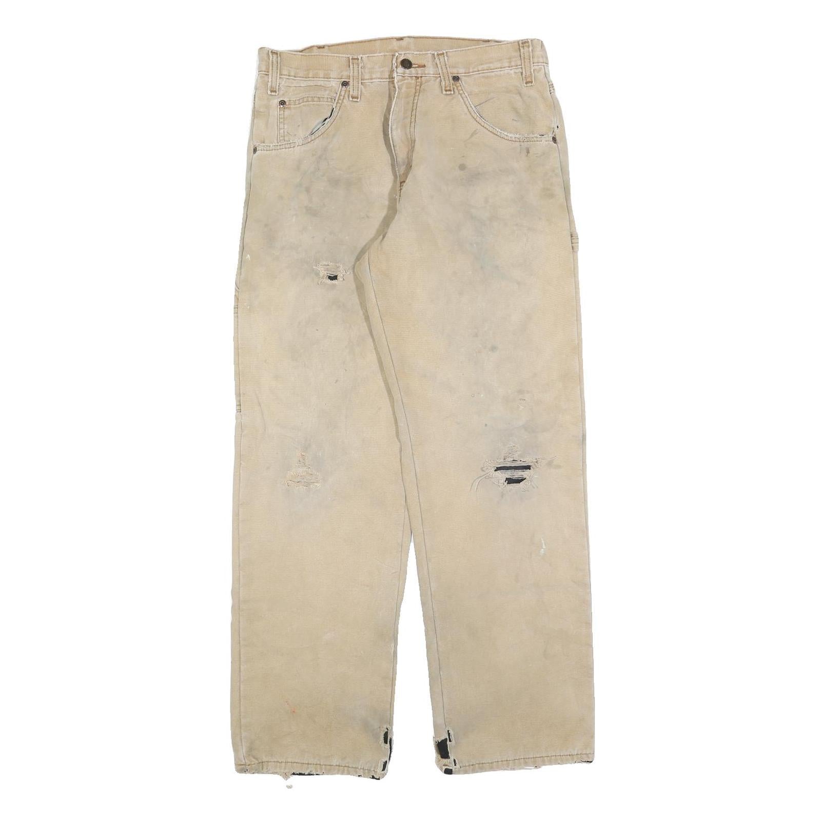 DICKIES Mens Relaxed Jeans Beige Denim W32 L32 Distressed Workwear Utility Refurbished - N/A refurbished available on Cerqular