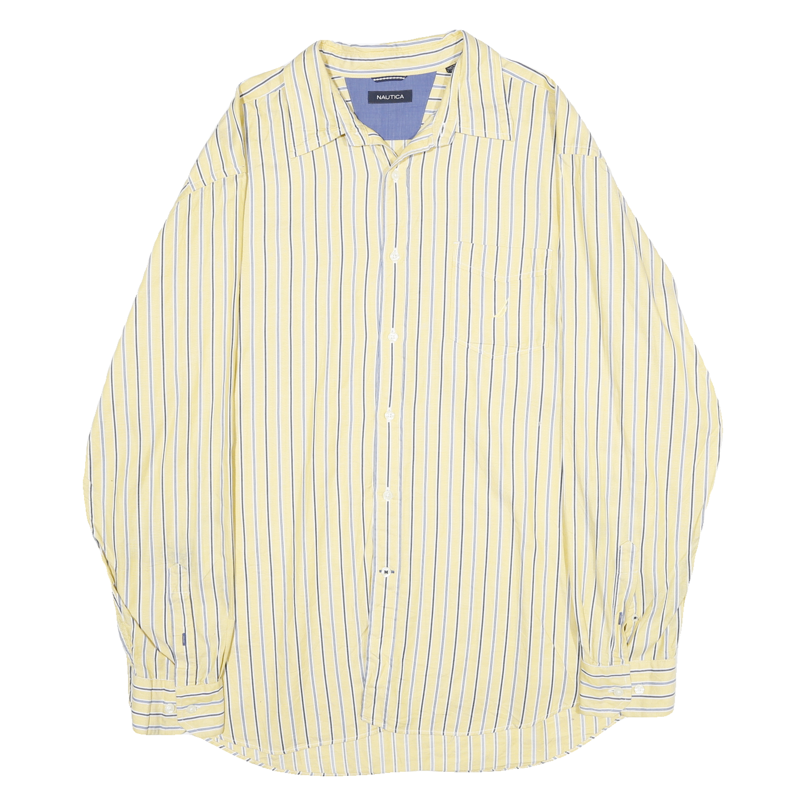 NAUTICA Mens Yellow & Blue Striped Shirt XL Cotton Long Sleeve Casual Refurbished - N/A refurbished available on Cerqular