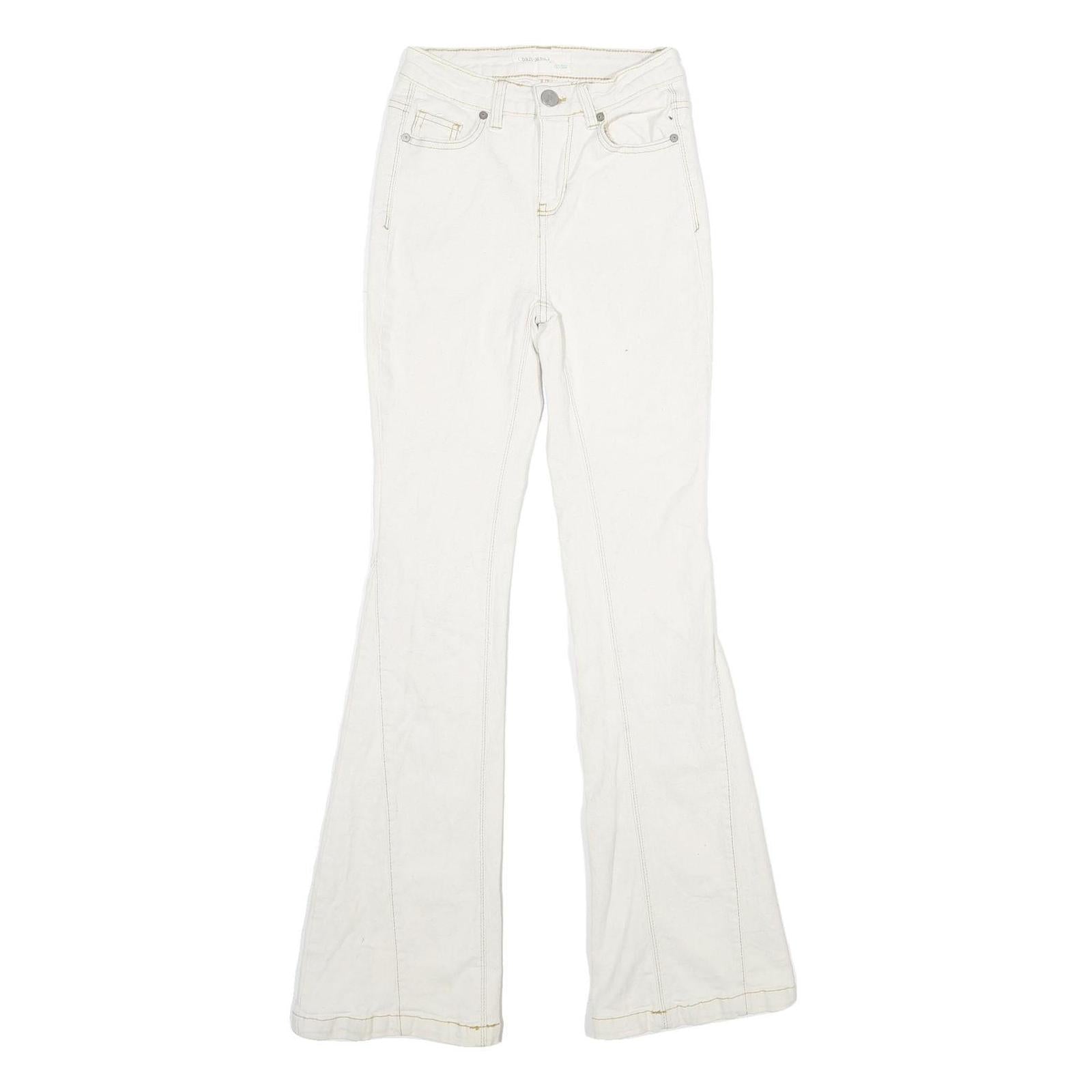 BAN-JARA Womens Regular Fit Flared Denim White Cotton Blend Zip W22 L32 Jeans Refurbished - N/A refurbished available on Cerqular