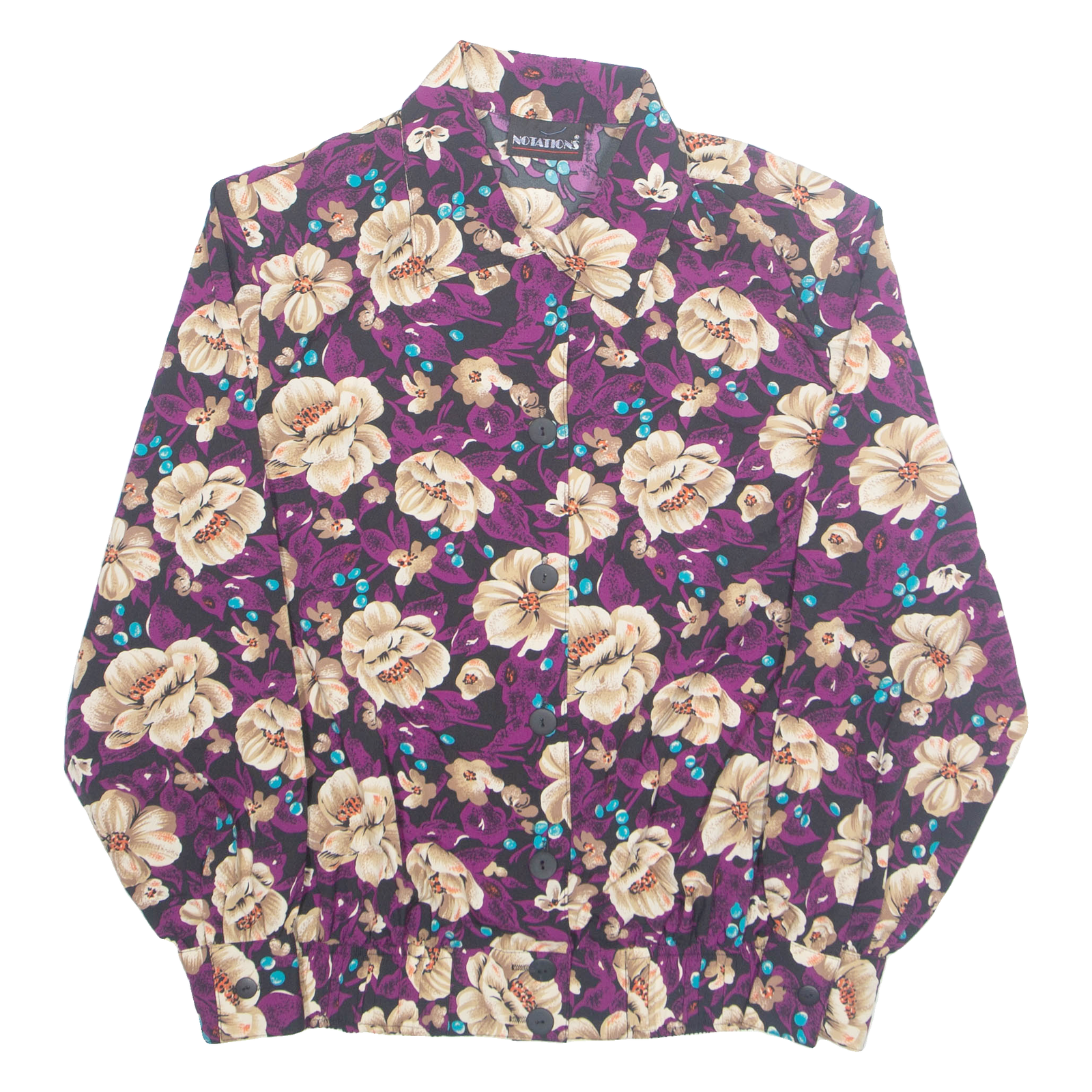 NOTATIONS Womens Printed Shirt Purple Collared Long Sleeve Floral M Refurbished - N/A refurbished available on Cerqular