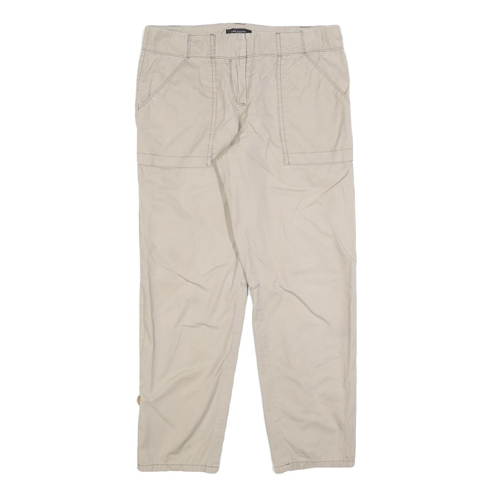 ANN TAYLOR Womens Cotton Blend Beige Regular Straight Trousers W30 L27 Casual Refurbished - N/A refurbished available on Cerqular