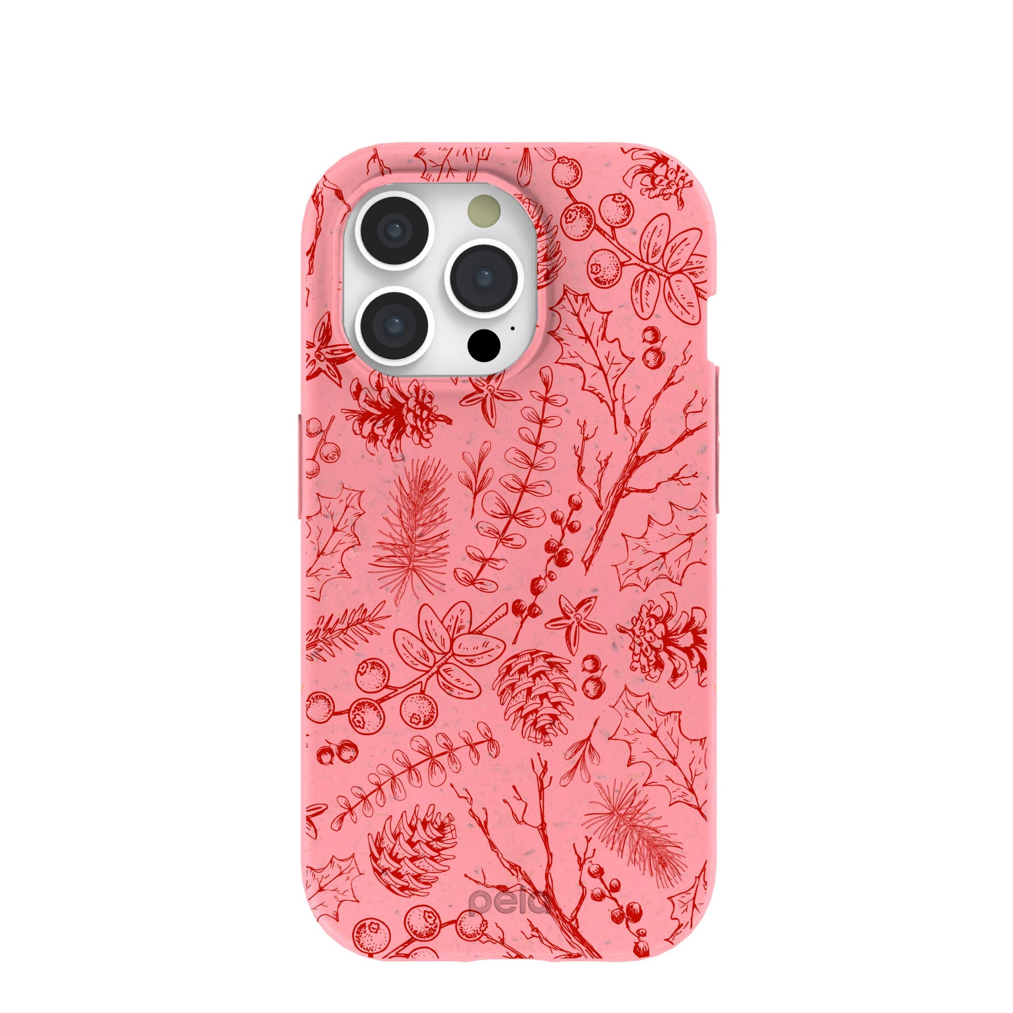 Bubblegum Pink Festive Forest iPhone 15 Pro Case Refurbished - Pela Case refurbished available on Cerqular