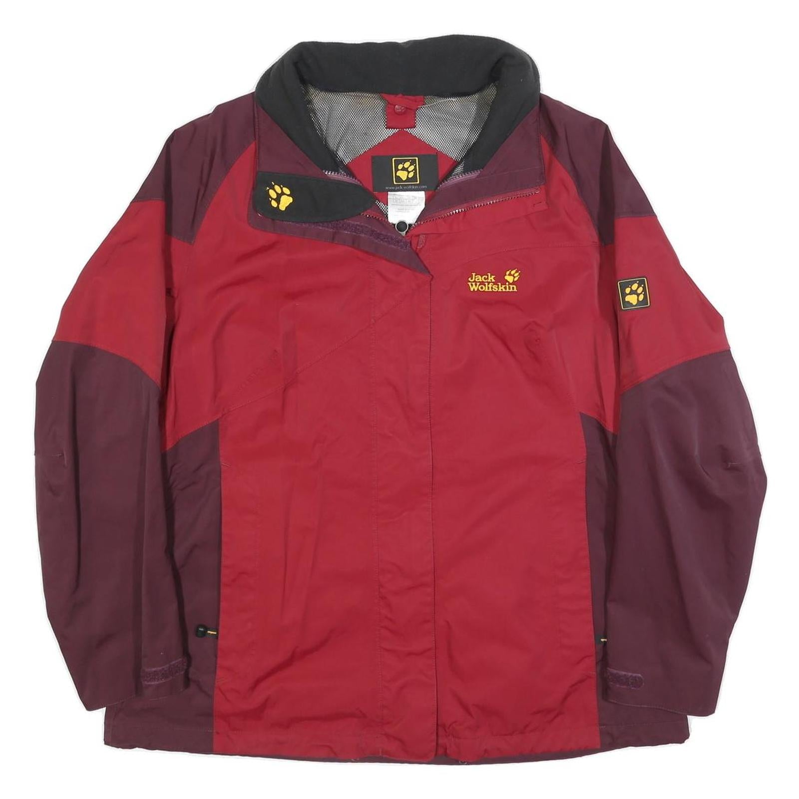 JACK WOLFSKIN Womens Red & Burgundy Outdoor Jacket L Polyester Blend Zip Refurbished - N/A refurbished available on Cerqular