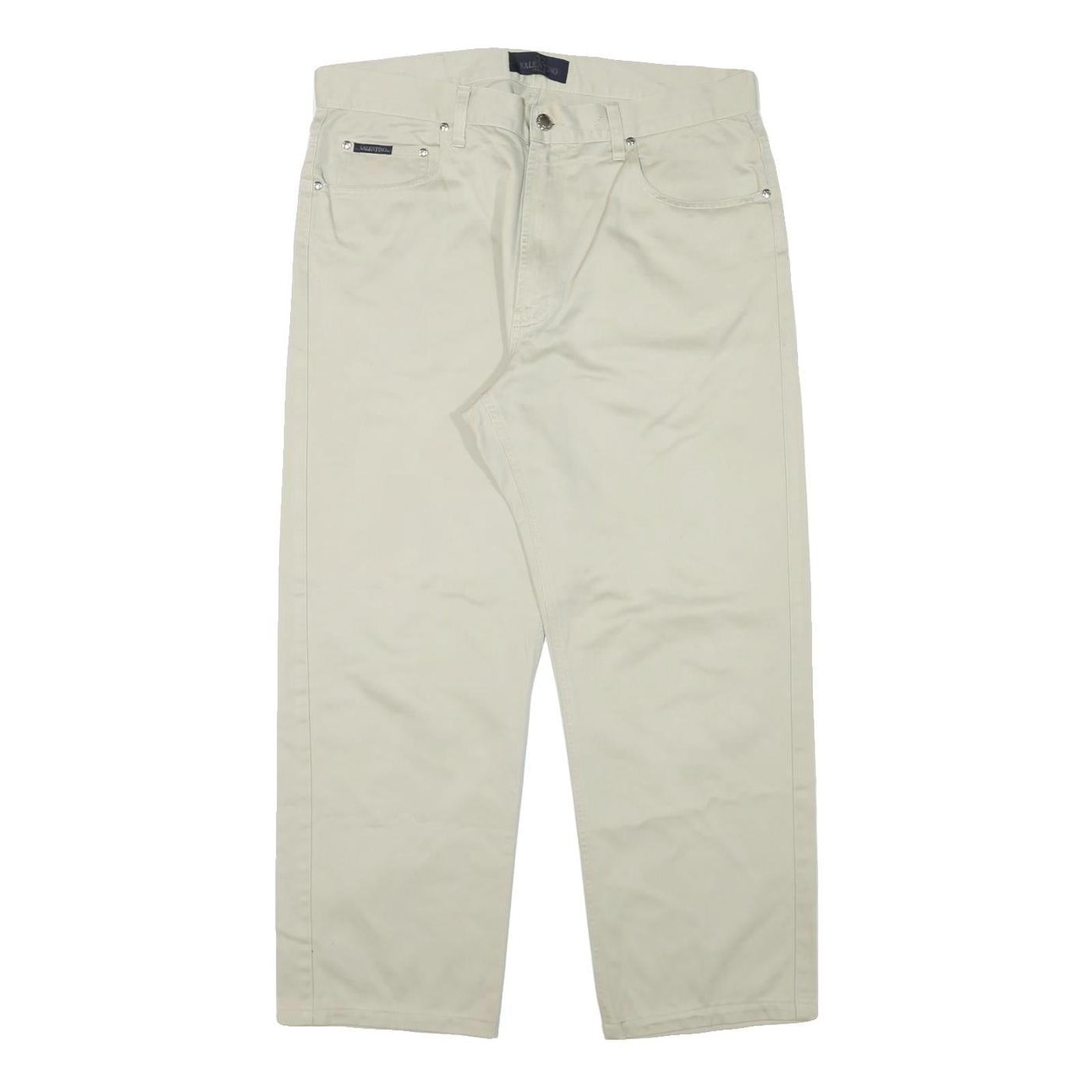 VALENTINO Mens Cotton Blend Beige Regular Fit Straight Leg Trousers W34 L27 Refurbished - N/A refurbished available on Cerqular