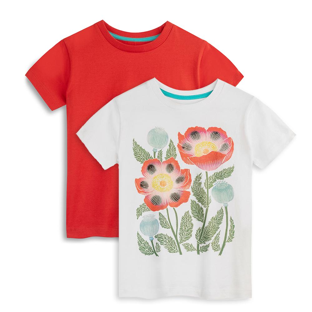 Organic Cotton Kids Shirts - Graphic Tee 2-Pack | Color: Peace Birds | Size: X-Small (4/5) Refurbished - N/A (Note: There is no well-known brand named "M refurbished available on Cerqular