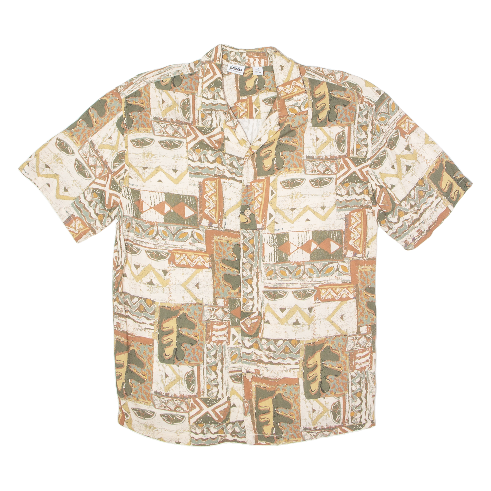 PULL AND BEAR Mens Shirt Brown Crazy Pattern S Refurbished - N/A refurbished available on Cerqular