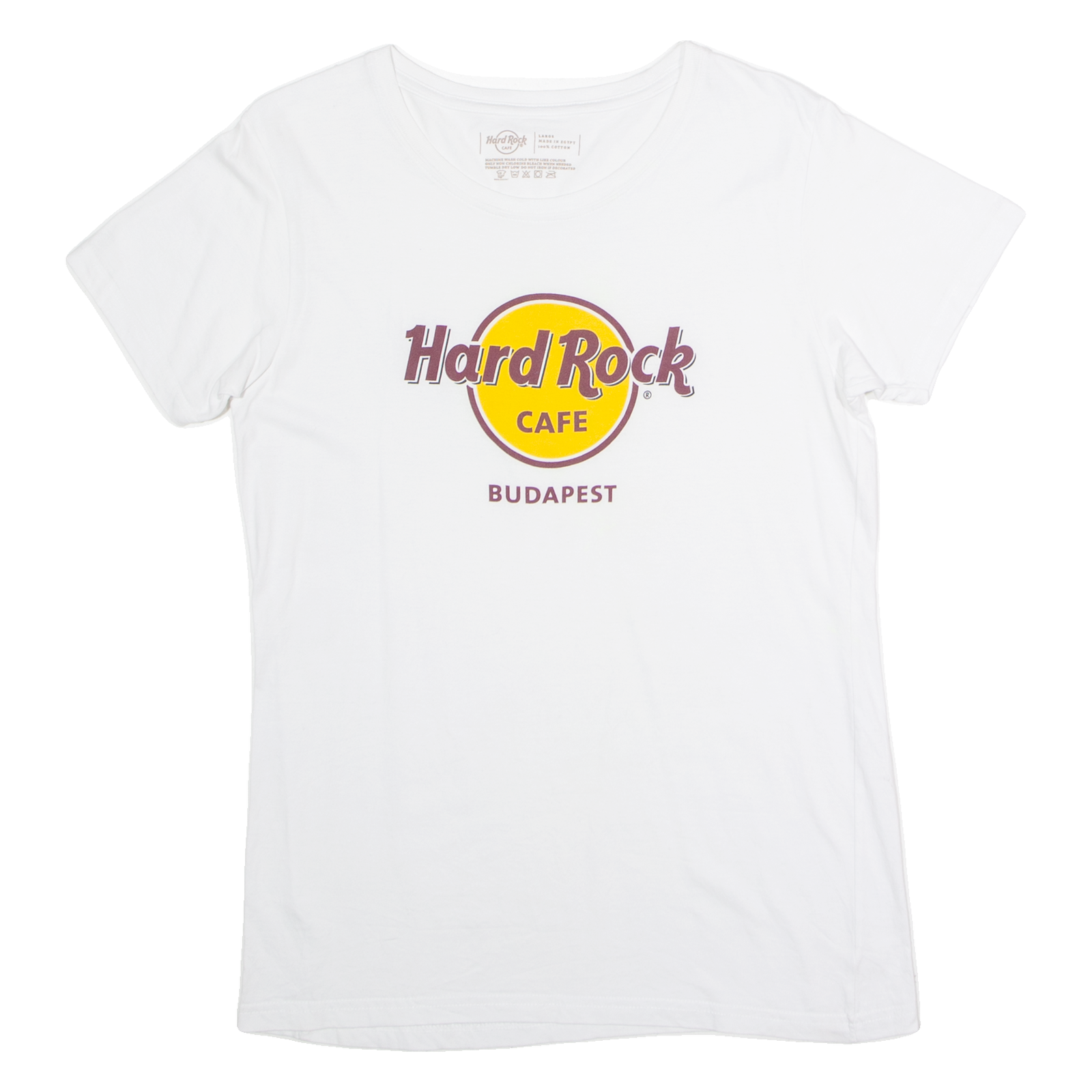 HARD ROCK CAFE Budapest Womens T-Shirt White Crew Neck L Refurbished - N/A refurbished available on Cerqular