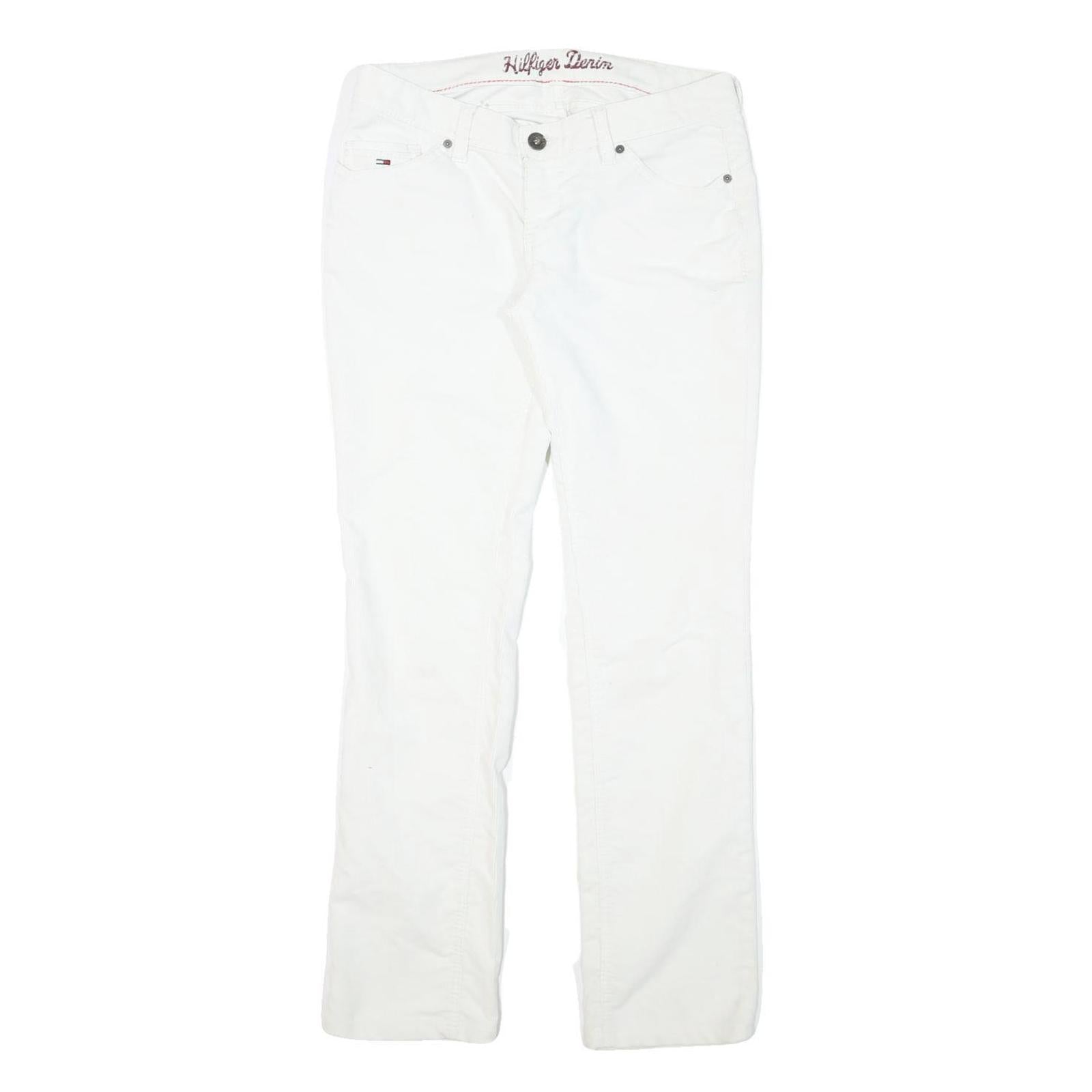 TOMMY HILFIGER Womens Cotton Blend White Slim Straight Trousers W32 L31 Refurbished - N/A refurbished available on Cerqular