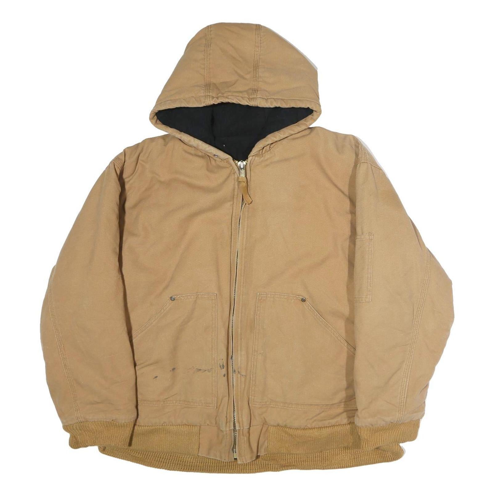Mens Beige Cotton Hooded Zip Jacket XL Casual Workwear Pocket Refurbished - N/A refurbished available on Cerqular