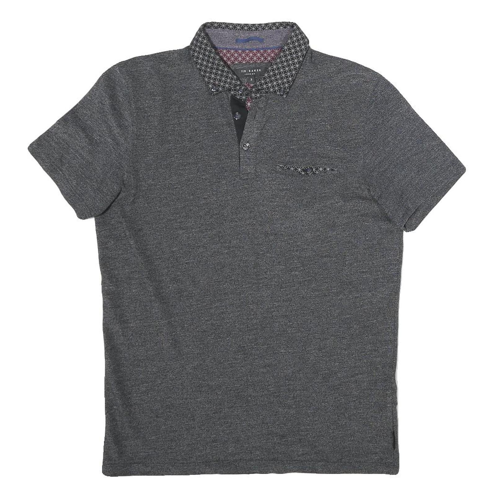 TED BAKER Mens Grey Polo Shirt S Short Sleeve Geometric Collar Casual Top Refurbished - N/A refurbished available on Cerqular