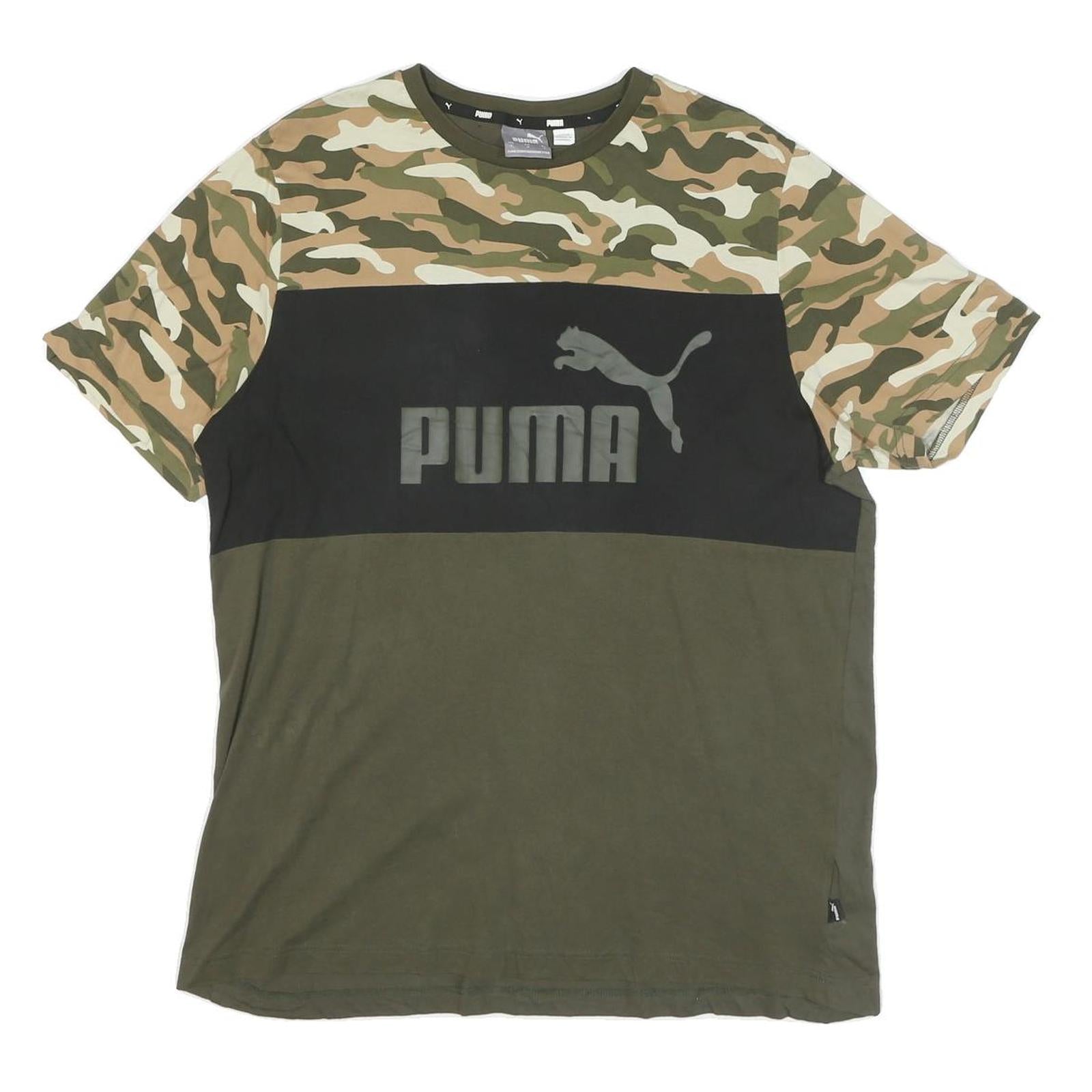 PUMA Mens Green & Camouflage Graphic T-Shirt L Short Sleeve Crew Neck Cotton Refurbished - N/A refurbished available on Cerqular