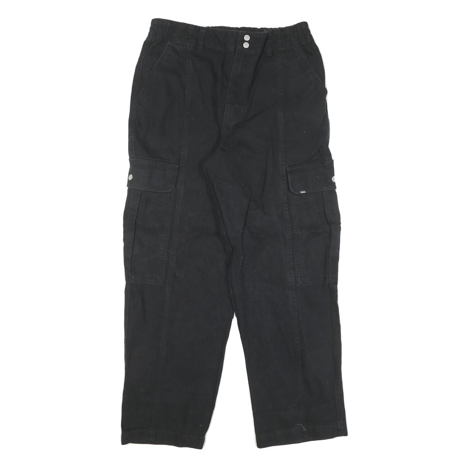 VANS Mens Black Relaxed Cargo Denim Jeans W29 L28 Elastic Waist Zip Closure Refurbished - N/A refurbished available on Cerqular