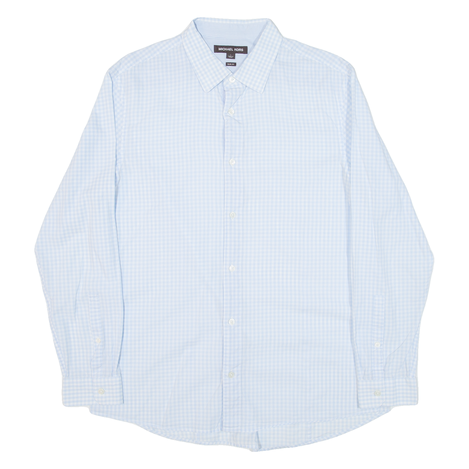 Buy MICHAEL KORS Slim Fit Mens Shirt Blue Gingham Long Sleeve L Refurbished - $21.83 MICHAEL KORS Slim Fit Mens Shirt Blue Gingham Long Sleeve L Refurbished - N/A refurbished available on Cerqular