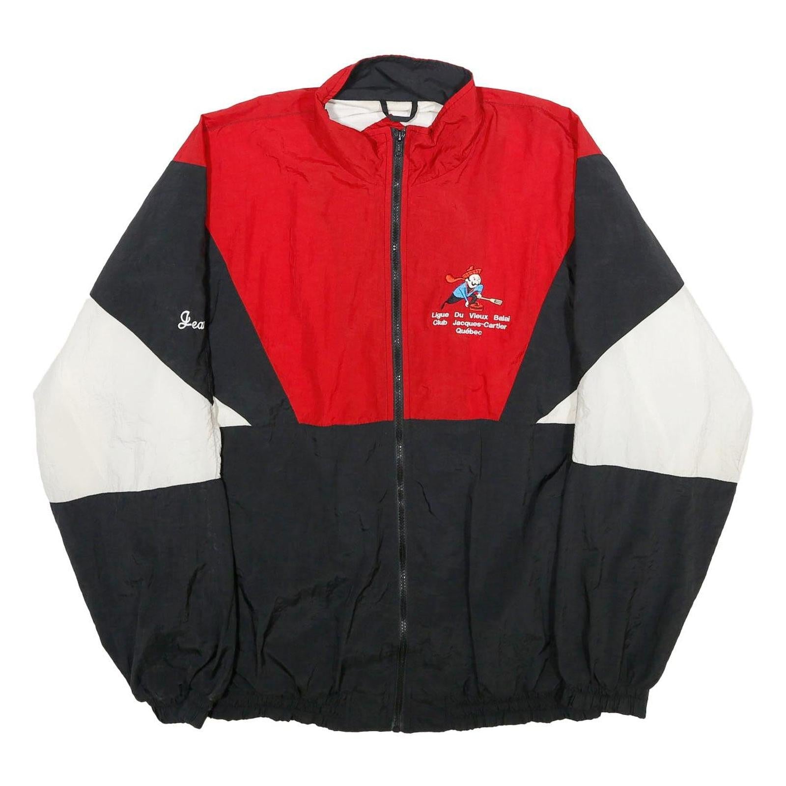 TRIMARK Mens Red Black White Colourblock Nylon Zip Jacket L Casual Lightweight Refurbished - N/A refurbished available on Cerqular