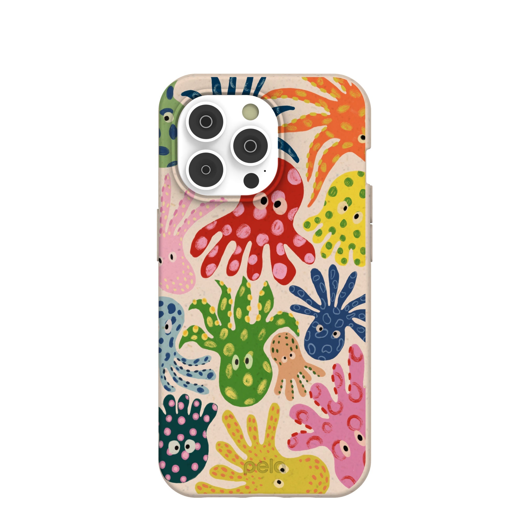 Seashell Octopi iPhone 14 Pro Case Refurbished - Pela Case refurbished available on Cerqular