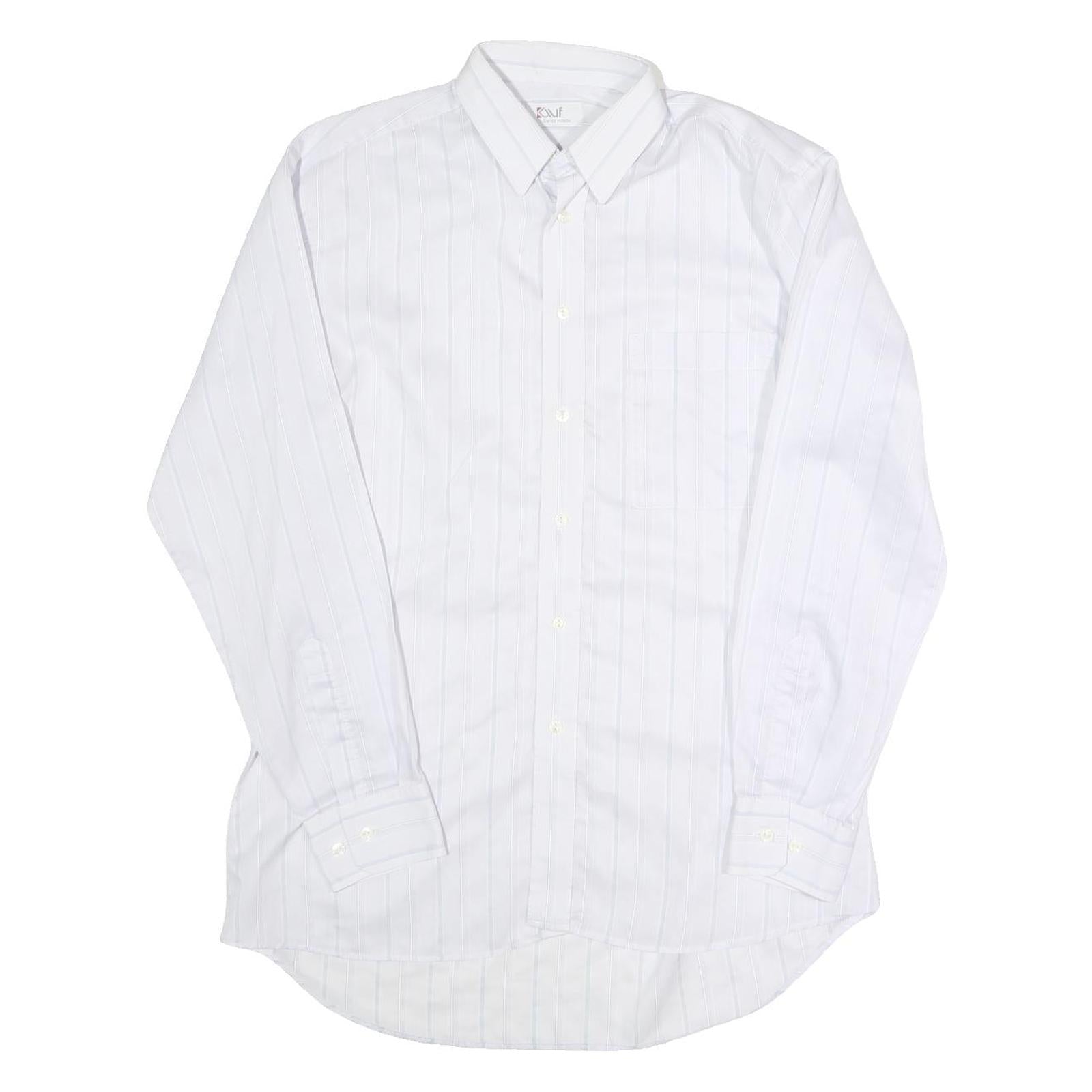 Buy KAUF Mens White & Pale Blue Striped Cotton Blend Shirt L Classic Fit Long Sleeve Refurbished - $19.49 KAUF Mens White & Pale Blue Striped Cotton Blend Shirt L Classic Fit Long Sleeve Refurbished - N/A refurbished available on Cerqular