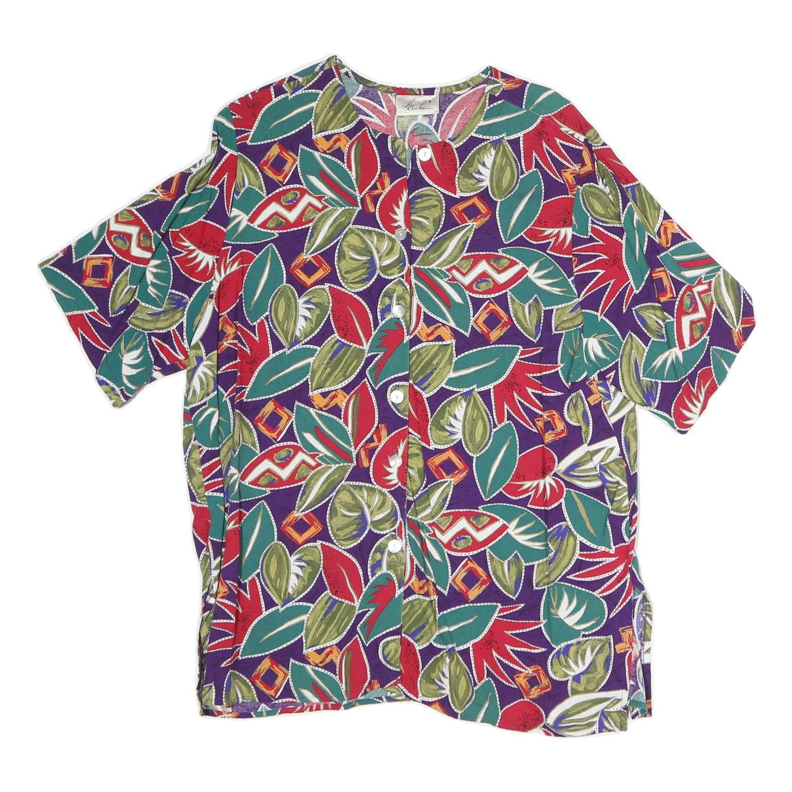 Buy Womens Purple & Red Printed Button Shirt Short Sleeve L Polyester Blend Casual Refurbished - $18.19 Womens Purple & Red Printed Button Shirt Short Sleeve L Polyester Blend Casual Refurbished - N/A refurbished available on Cerqular