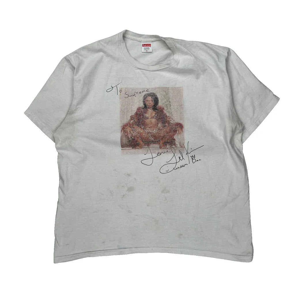 Lil Kim Supreme Graphic T-Shirt - XL White Cotton Refurbished - Thrifted (note: this is a term often used to describe second- refurbished available on Cerqular