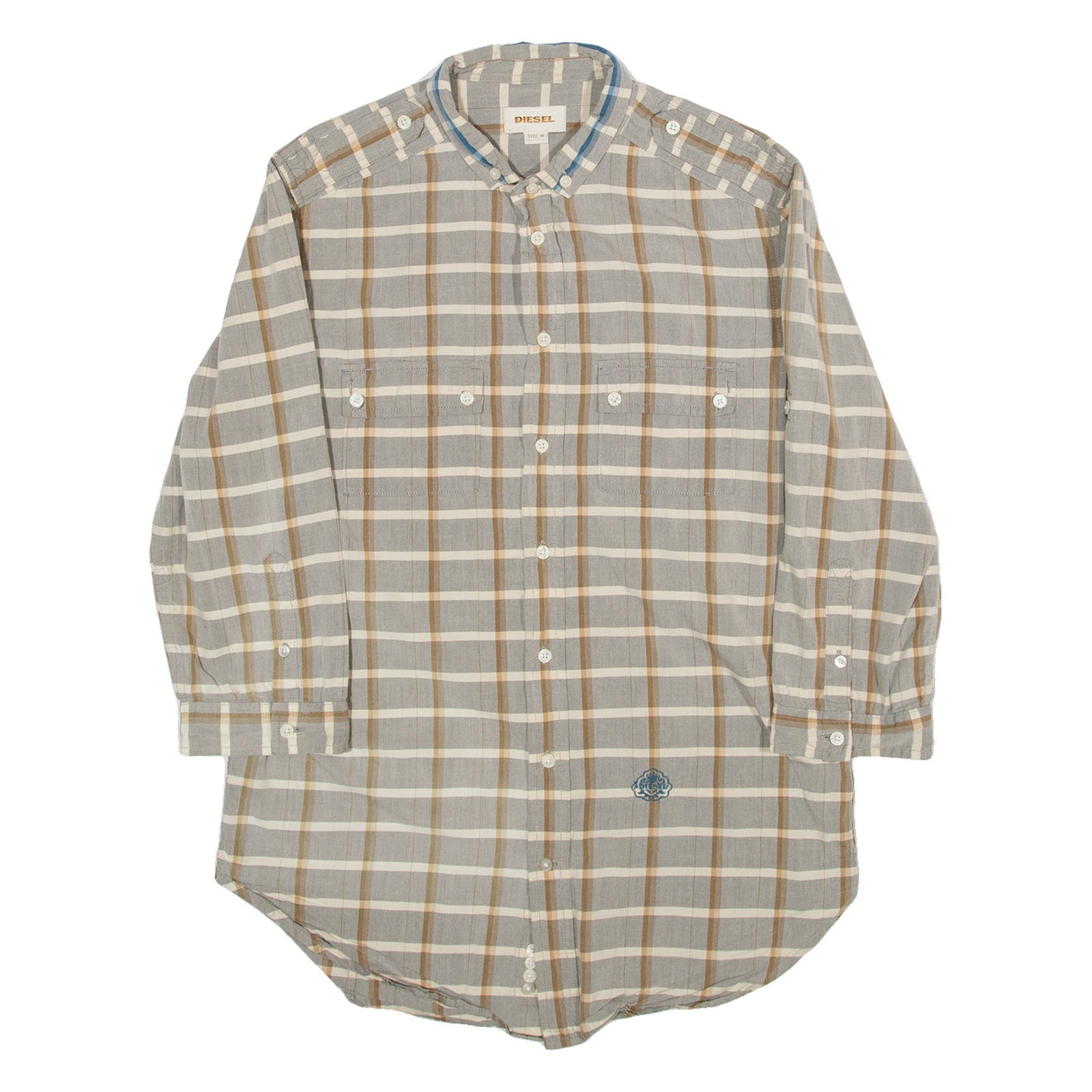 DIESEL Mens Shirt Brown Check 3/4 Sleeve M Refurbished - N/A refurbished available on Cerqular