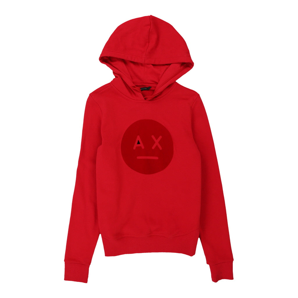 Armani Exchange Graphic Hoodie - XS Red Cotton | Size: x-small Refurbished - N/A (Preloved Designer is not a specific brand, it refurbished available on Cerqular