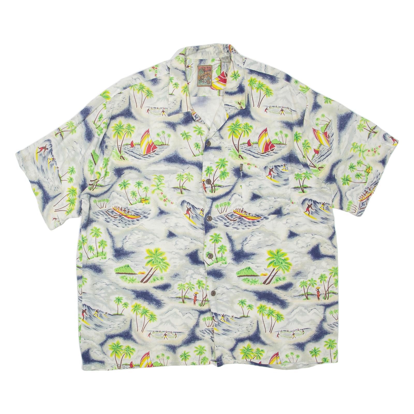 PINEAPPLE COLLECTION Mens Hawaiian Shirt Grey Floral 2XL Refurbished - N/A refurbished available on Cerqular