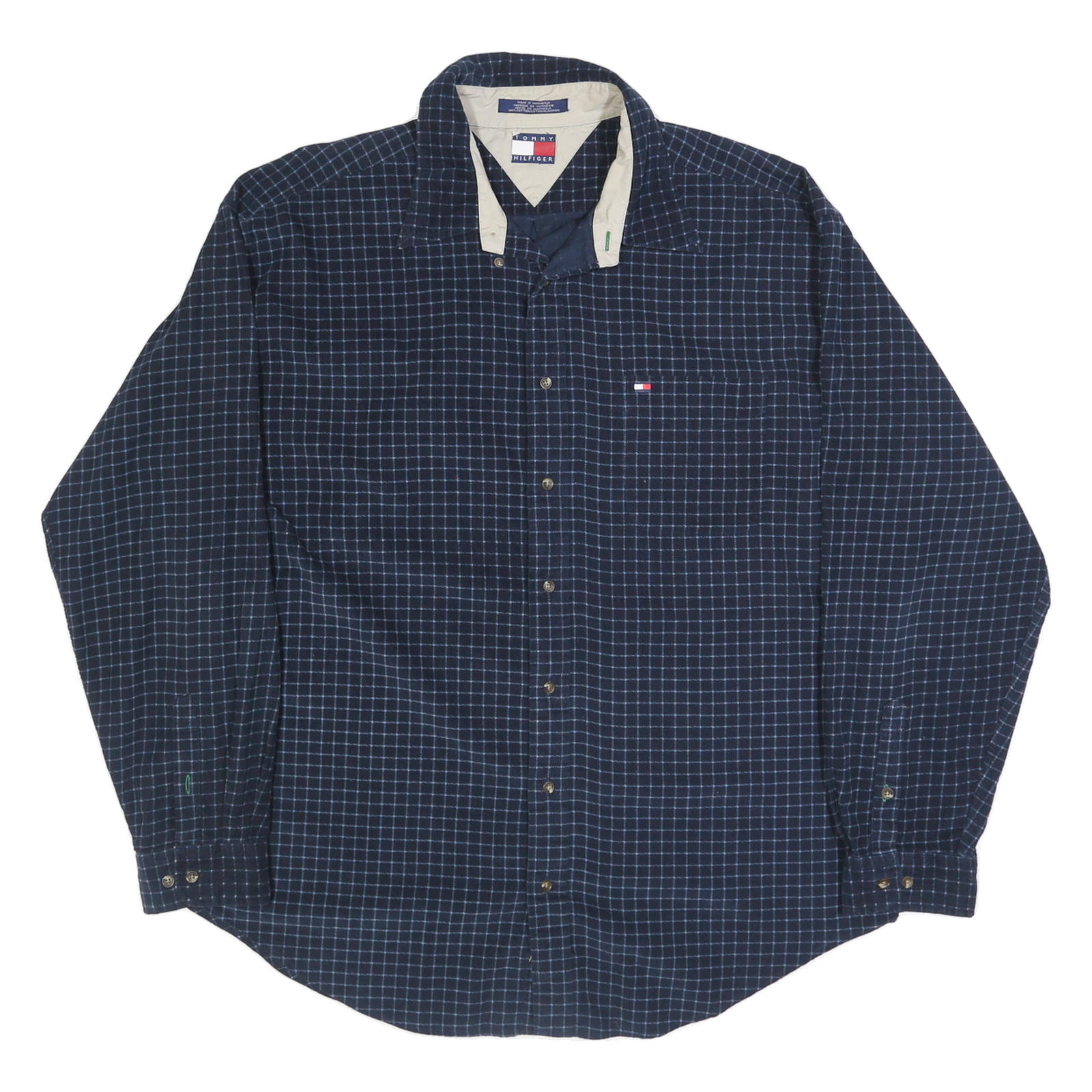 TOMMY HILFIGER Mens Blue Check Shirt XL Cotton Classic Button Down Casual Refurbished - N/A refurbished available on Cerqular