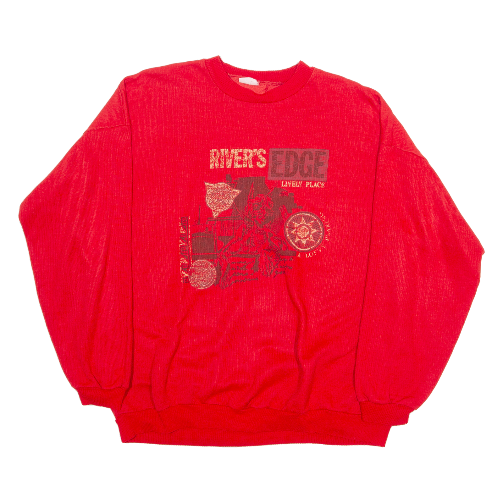 RIVER'S EDGE Mens Sweatshirt Red Crewneck M Refurbished - N/A refurbished available on Cerqular