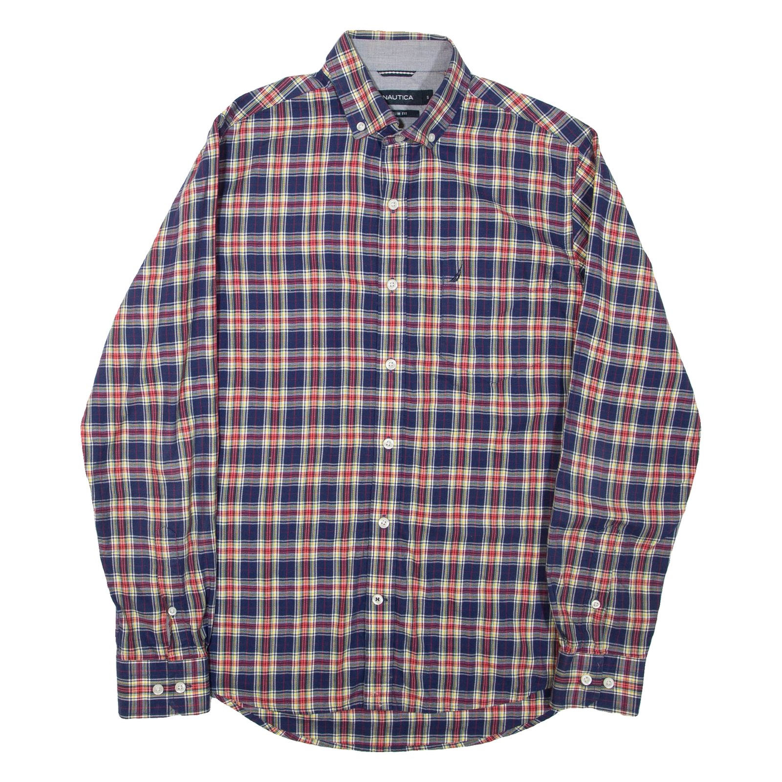 NAUTICA Mens Shirt Blue Check Long Sleeve L Refurbished - N/A refurbished available on Cerqular