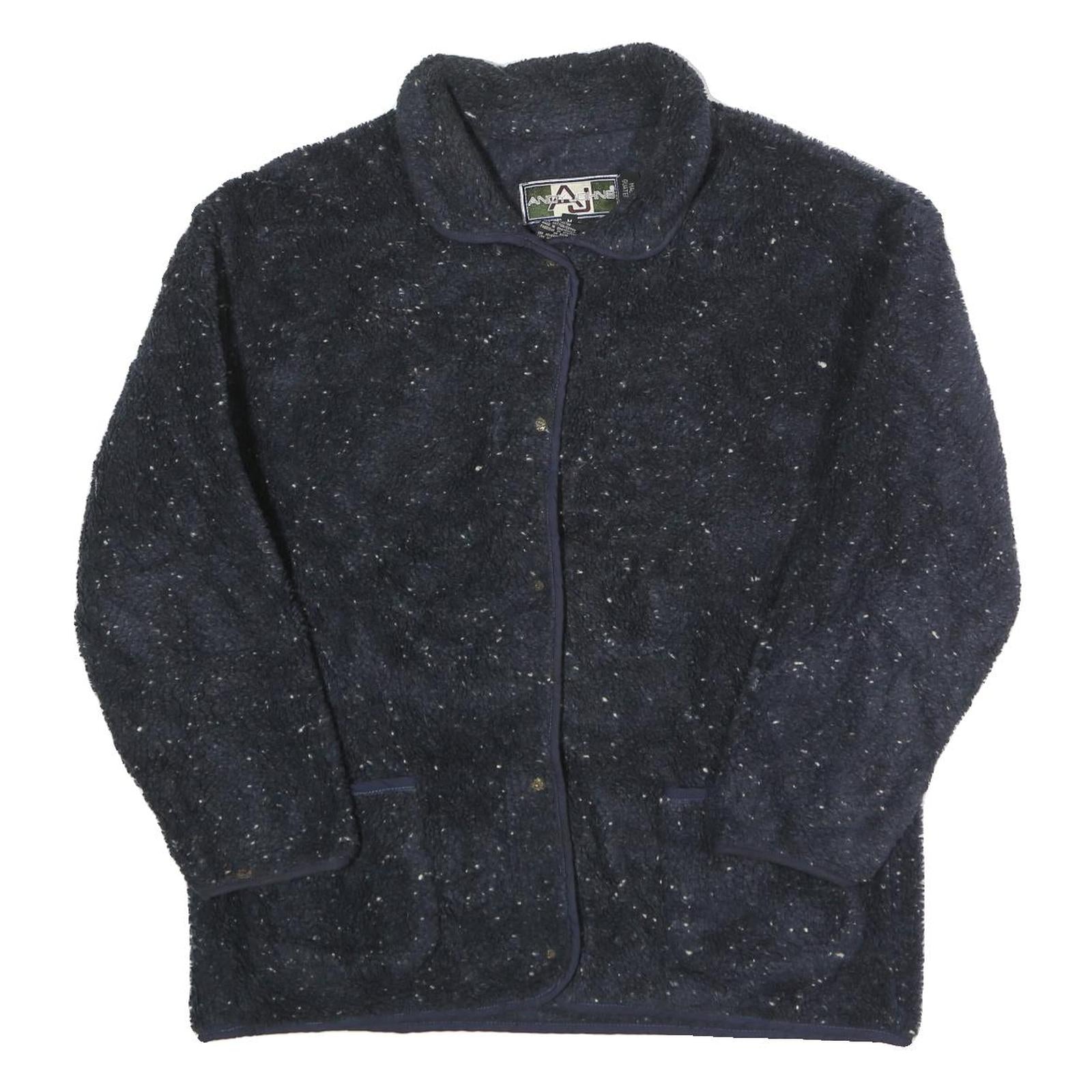 ANDY JOHNS Womens Navy Blue Flecked Button Wool Blend Jacket M Coat Classic Refurbished - N/A refurbished available on Cerqular