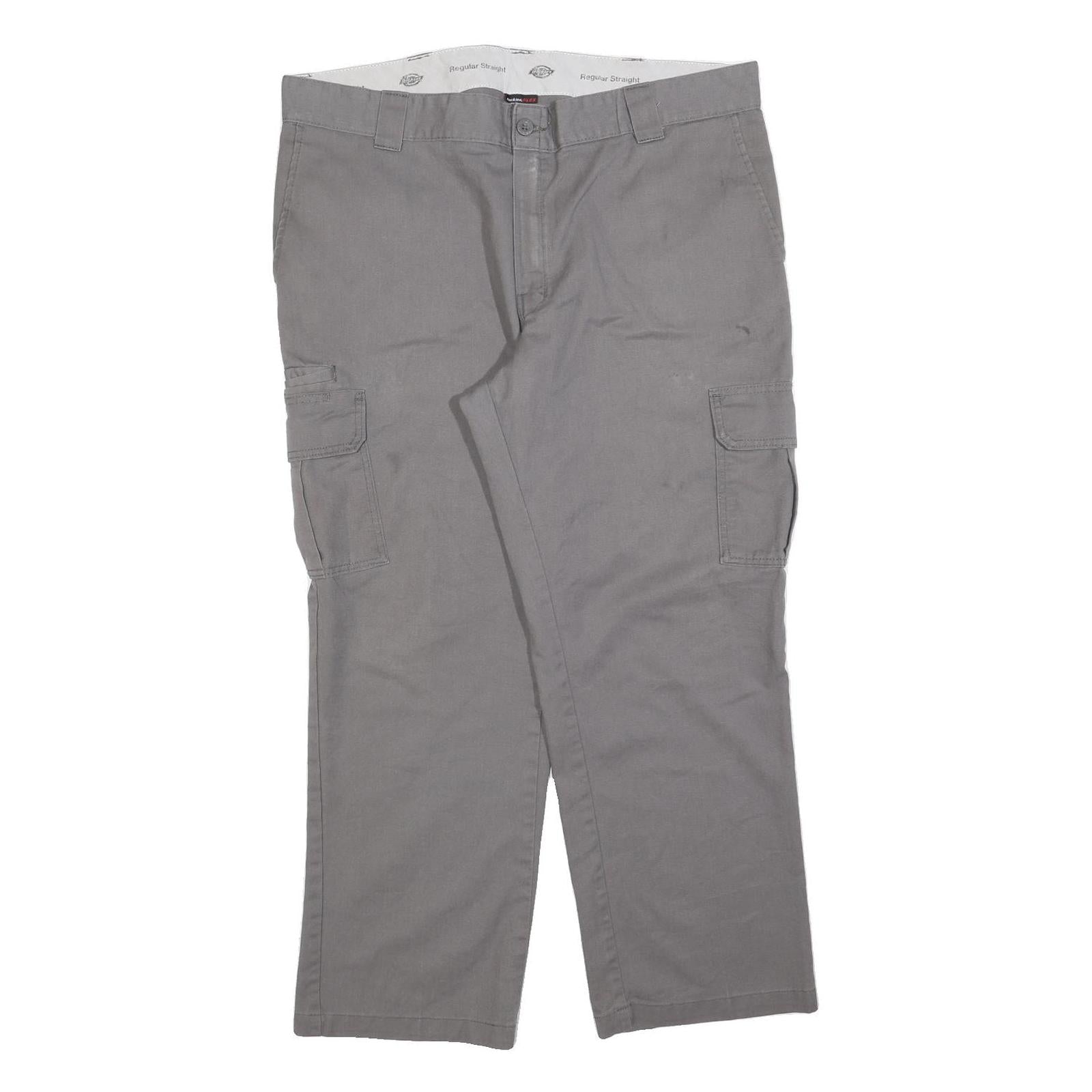 DICKIES Mens Cotton Blend Grey Regular Straight Trousers W40 L30 Workwear Casual Refurbished - N/A refurbished available on Cerqular