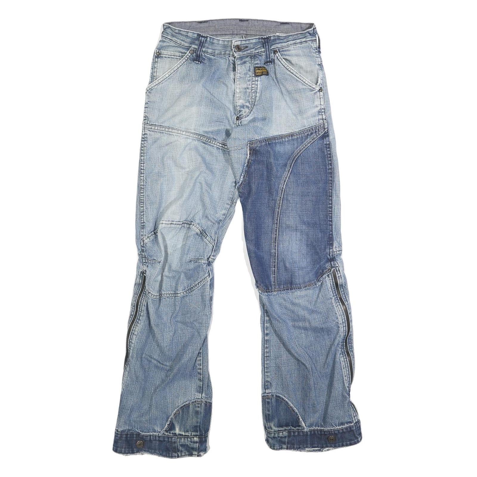 DICKIES Mens Jeans Blue Regular Tapered Denim Light W30 L32 Patchwork Button Refurbished - N/A refurbished available on Cerqular