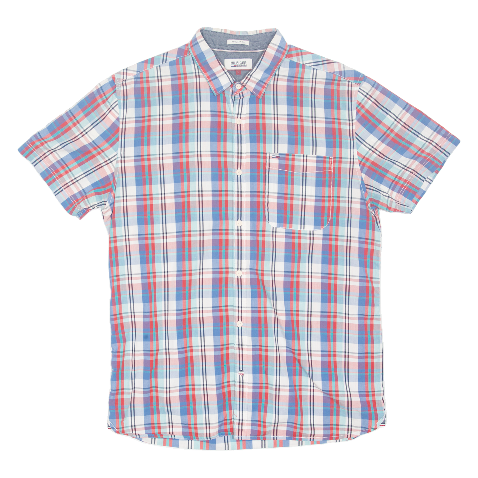 TOMMY HILFIGER Denim Mens Formal Shirt Blue Check L Refurbished - N/A refurbished available on Cerqular