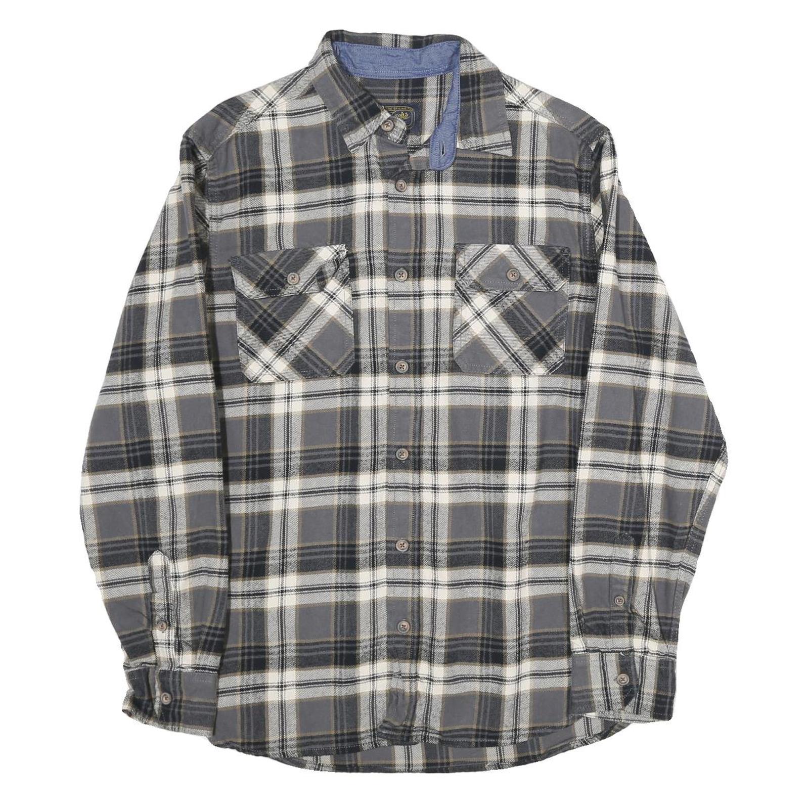 JACHS Mens Grey & Black Check Shirt M Button Pockets Cotton Classic Refurbished - N/A refurbished available on Cerqular