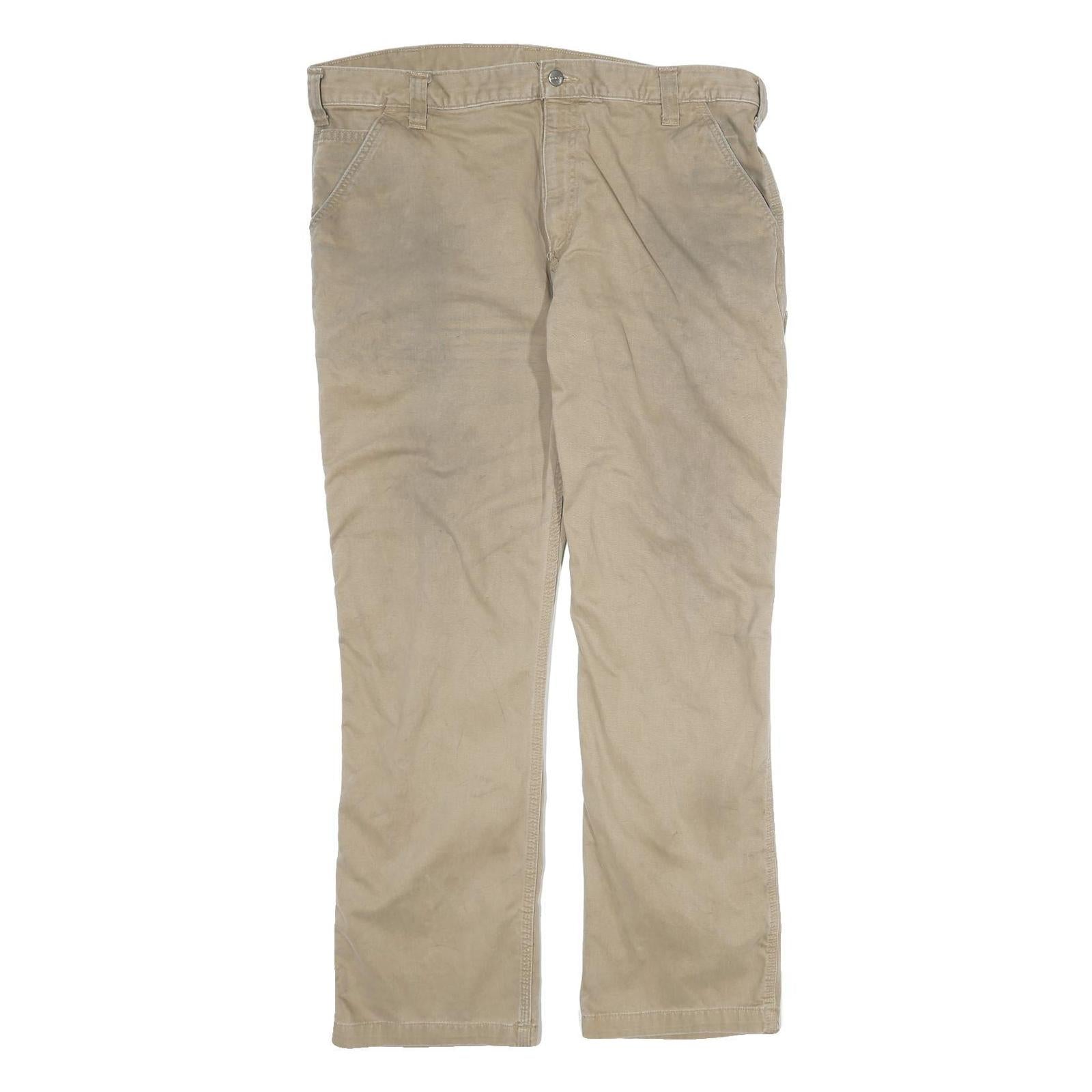 CARHARTT Mens Cotton Beige Workwear Regular Straight Trousers W40 L32 Durable Refurbished - N/A refurbished available on Cerqular