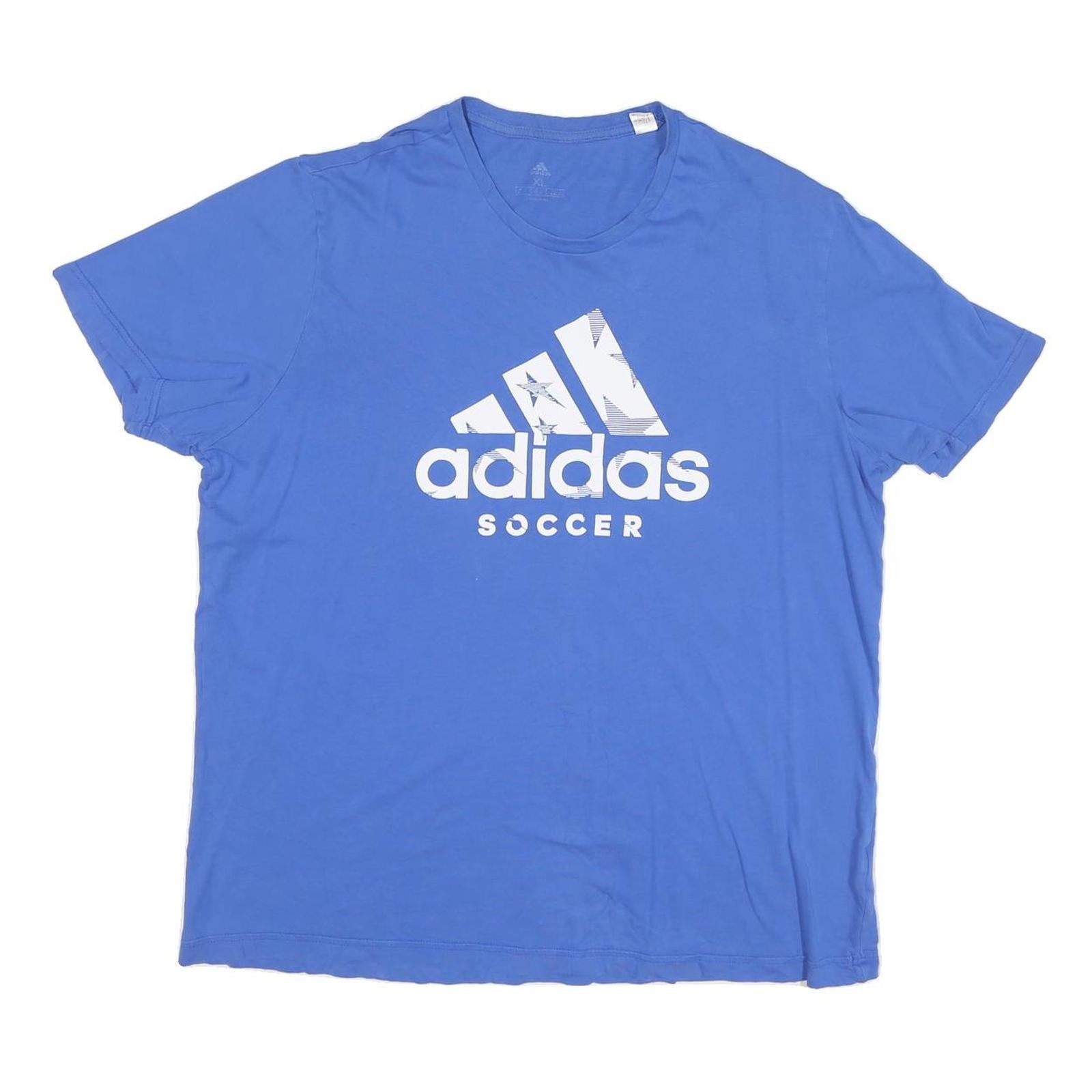 ADIDAS Mens Blue Soccer Graphic T-Shirt XL Short Sleeve Crew Neck Casual Refurbished - N/A refurbished available on Cerqular