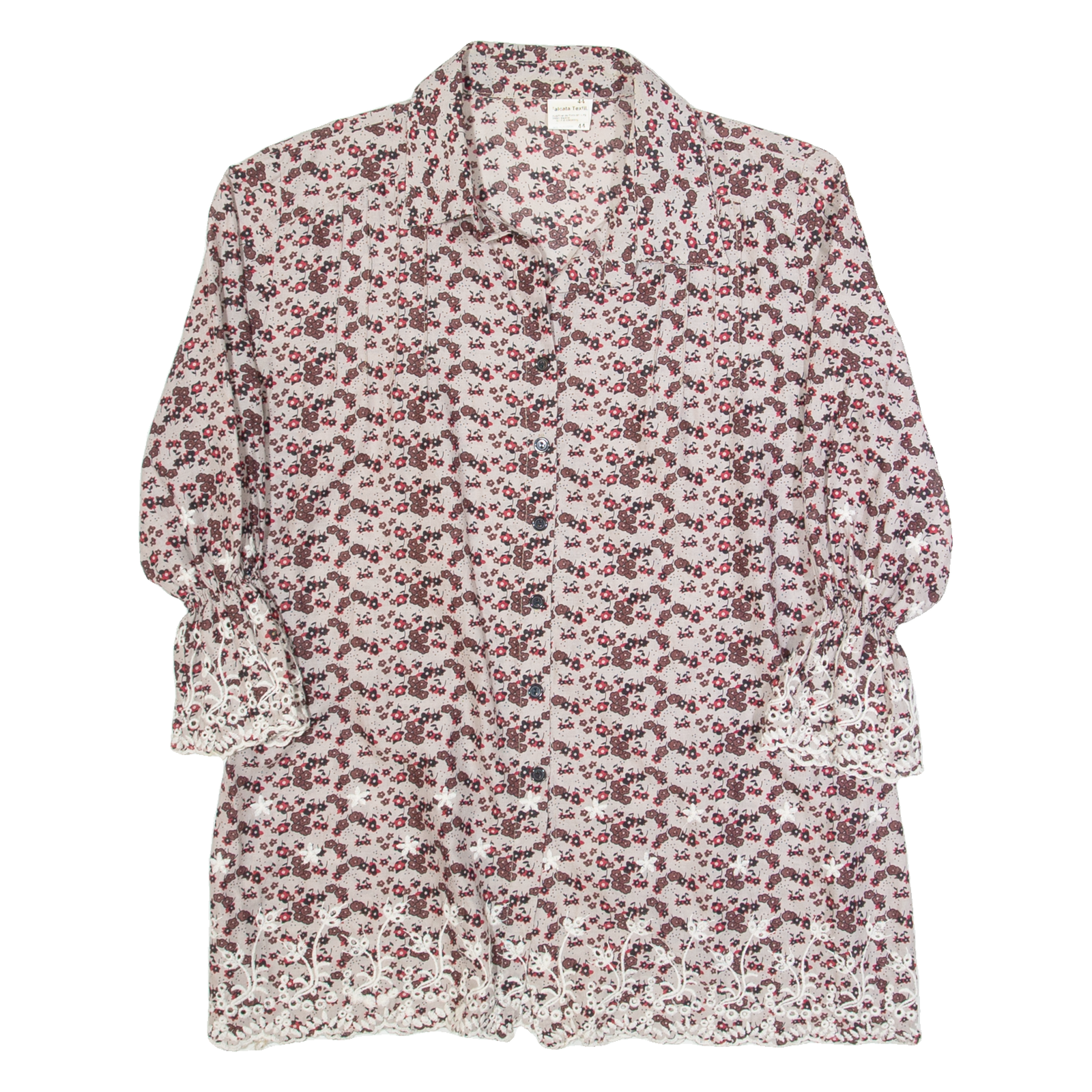Womens Printed Shirt Pink Collared Long Sleeve Floral M Refurbished - N/A refurbished available on Cerqular