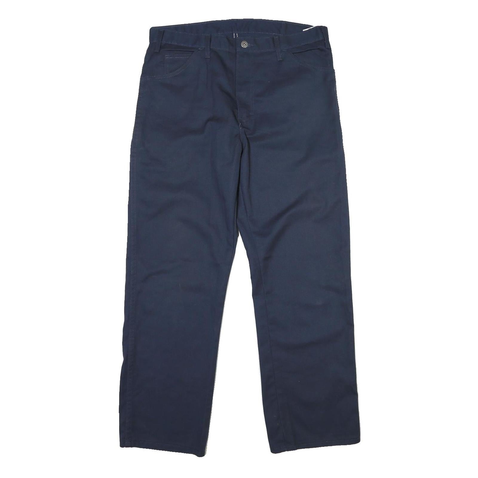DICKIES Mens Cotton Navy Regular Straight Trousers W36 L30 Workwear Casual Refurbished - N/A refurbished available on Cerqular