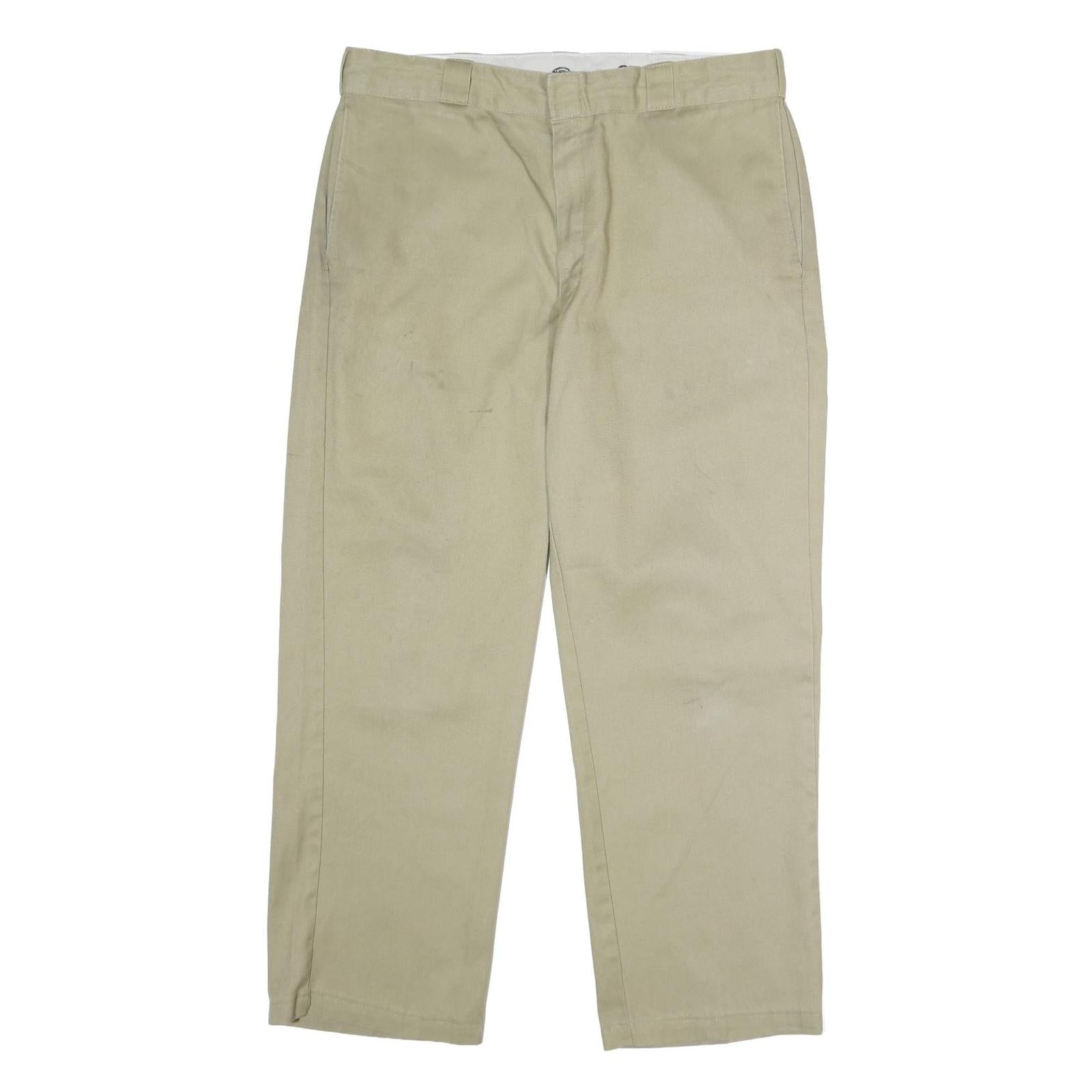 DICKIES Mens Classic Beige Workwear Zip Closure Trousers W38 L30 Durable Fit Refurbished - N/A refurbished available on Cerqular