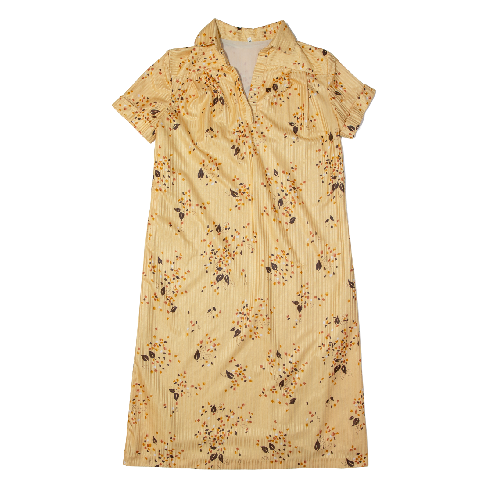 Womens Shift Dress Yellow 90s Striped Short Sleeve Midi M Refurbished - N/A refurbished available on Cerqular