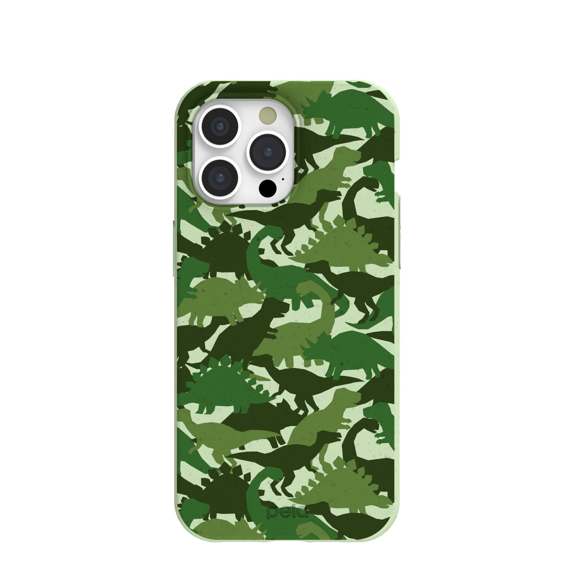 Sage Green Dino Camo iPhone 15 Pro Max Case Refurbished - Pela Case refurbished available on Cerqular
