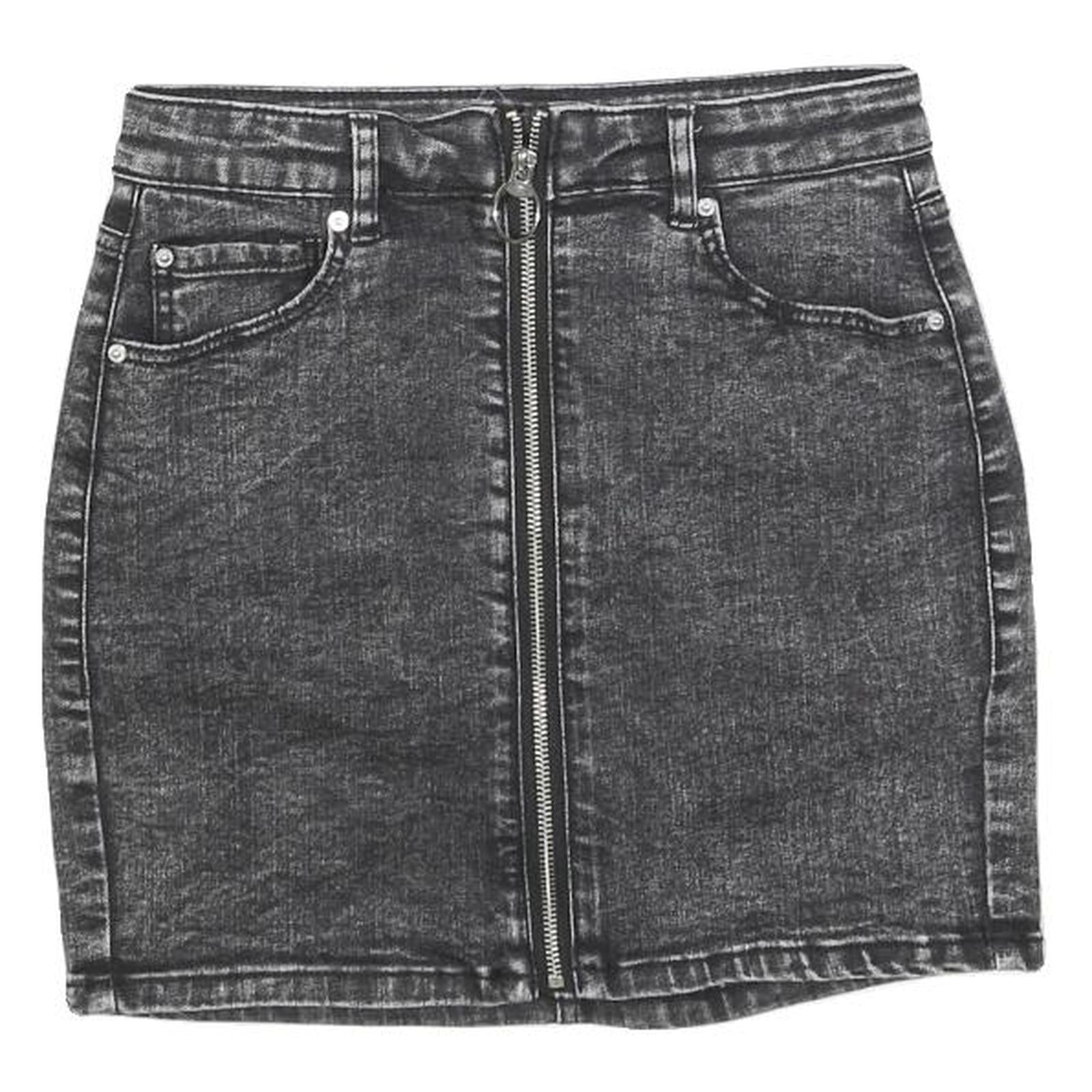 GARAGE Womens Black Denim Mini Skirt Cotton Blend Zip Closure XS Stylish Casual Refurbished - N/A refurbished available on Cerqular