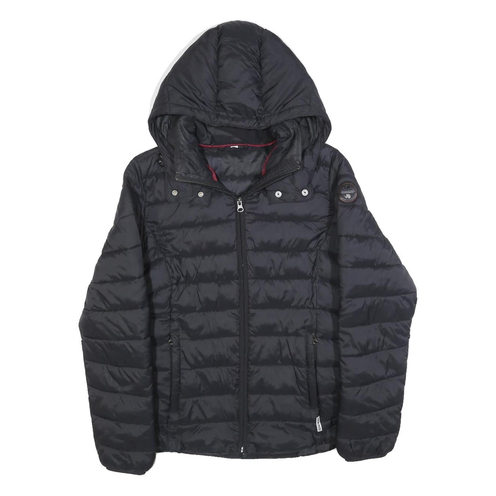 NAPAPIJRI Womens Black Lightweight Puffer Jacket M Polyester Blend Hooded Zip Refurbished - N/A refurbished available on Cerqular