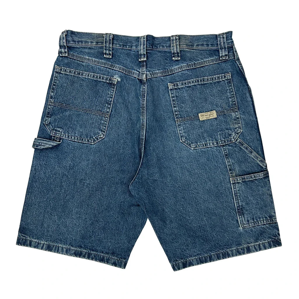 Buy Wrangler Double Knee Denim Shorts - 36W 10L Blue Denim Refurbished - $42.20 Wrangler Double Knee Denim Shorts - 36W 10L Blue Denim Refurbished - Thrifted (note: this is a term often used to describe second- refurbished available on Cerqular