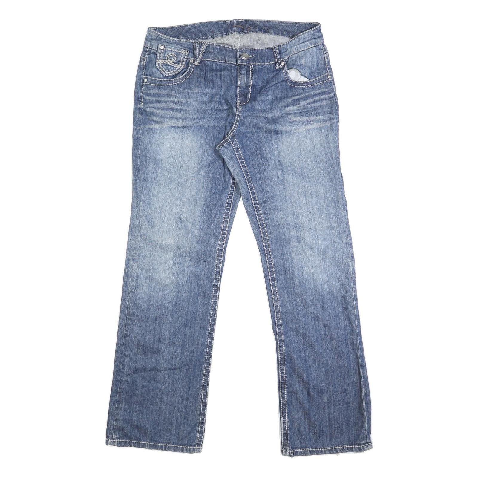 STEVEN7 Womens Regular Fit Straight Blue Denim Medium W36 L32 Jeans Zip Closure Refurbished - N/A refurbished available on Cerqular