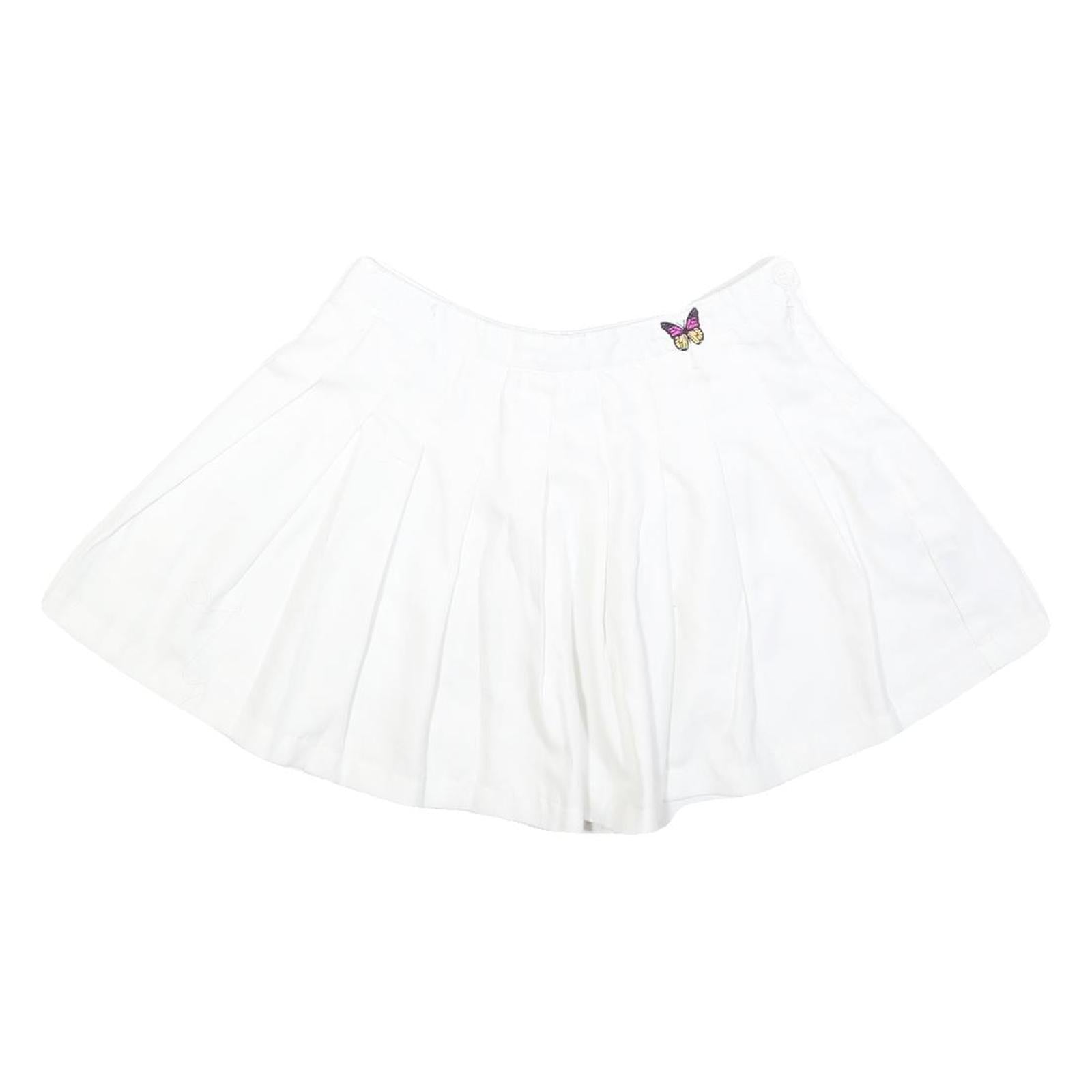 FADED ROSE Womens White Cotton Pleated Mini Skirt Butterfly Detail Size M Refurbished - N/A refurbished available on Cerqular