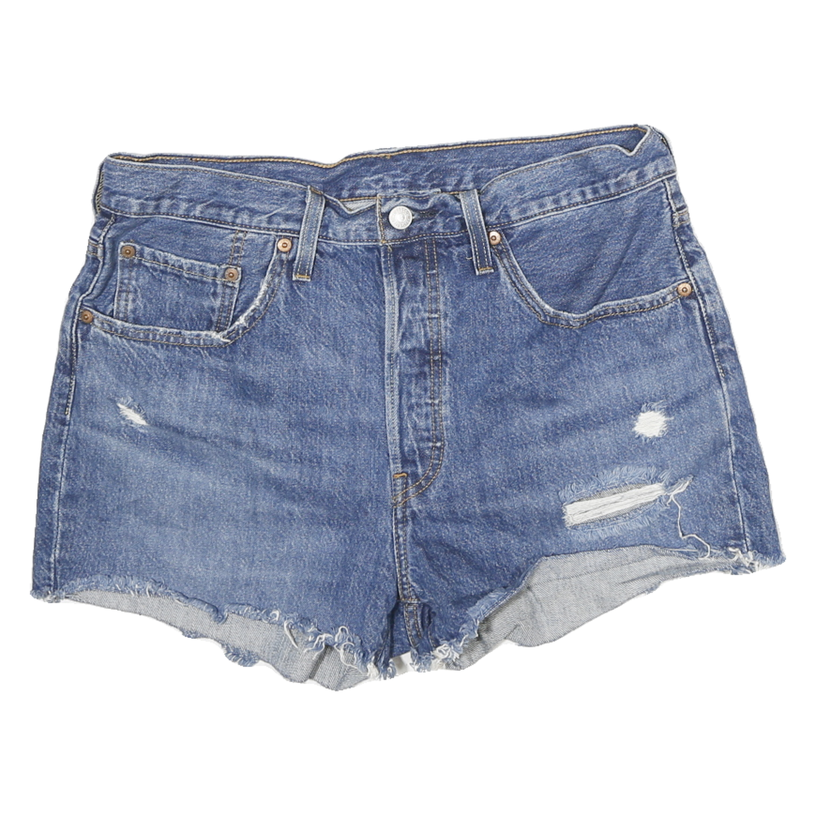 LEVI'S Womens Denim Blue Cut-Off Shorts L W32 Distressed Casual Summer Refurbished - N/A refurbished available on Cerqular