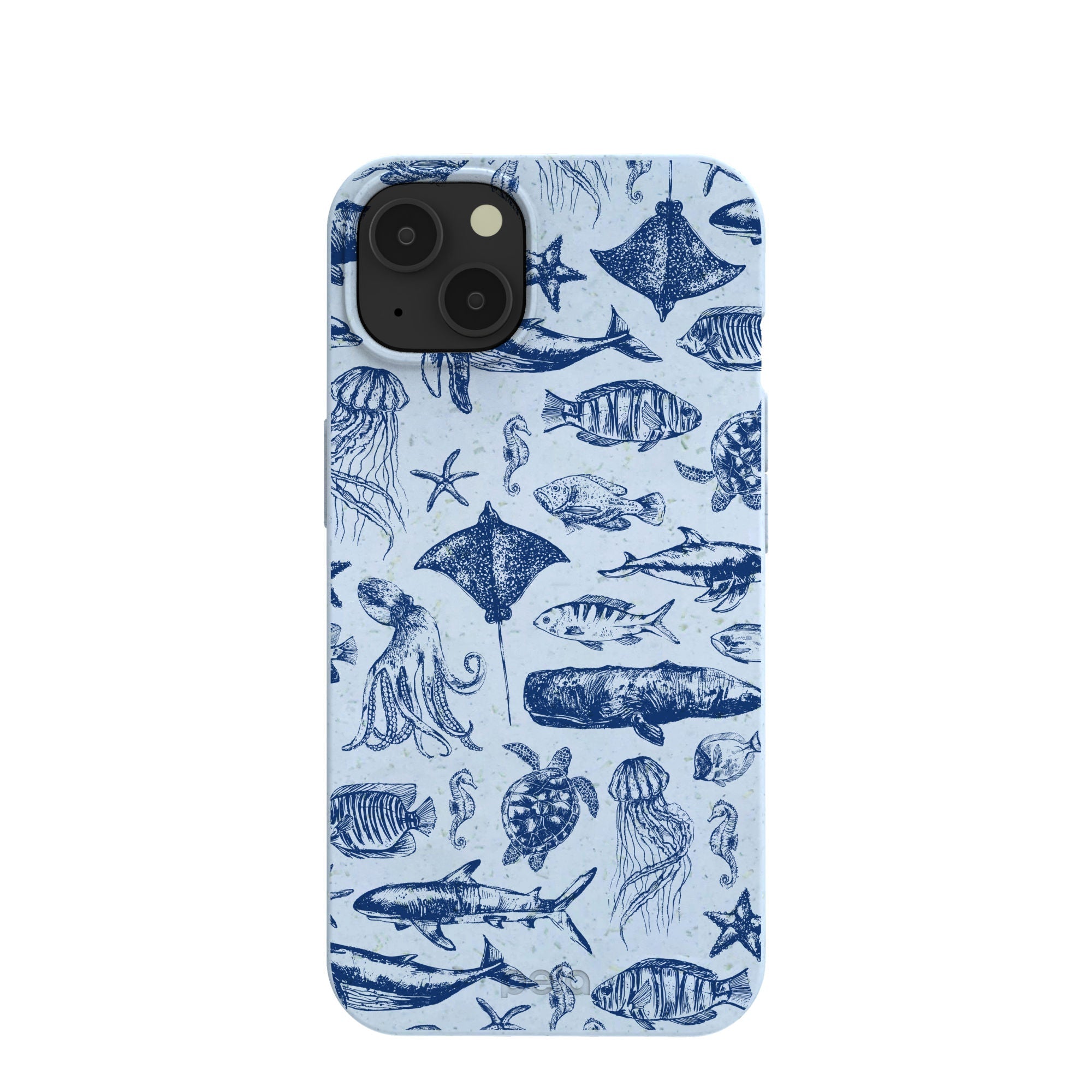 Powder Blue Marine Life iPhone 13 Case Refurbished - Pela Case refurbished available on Cerqular