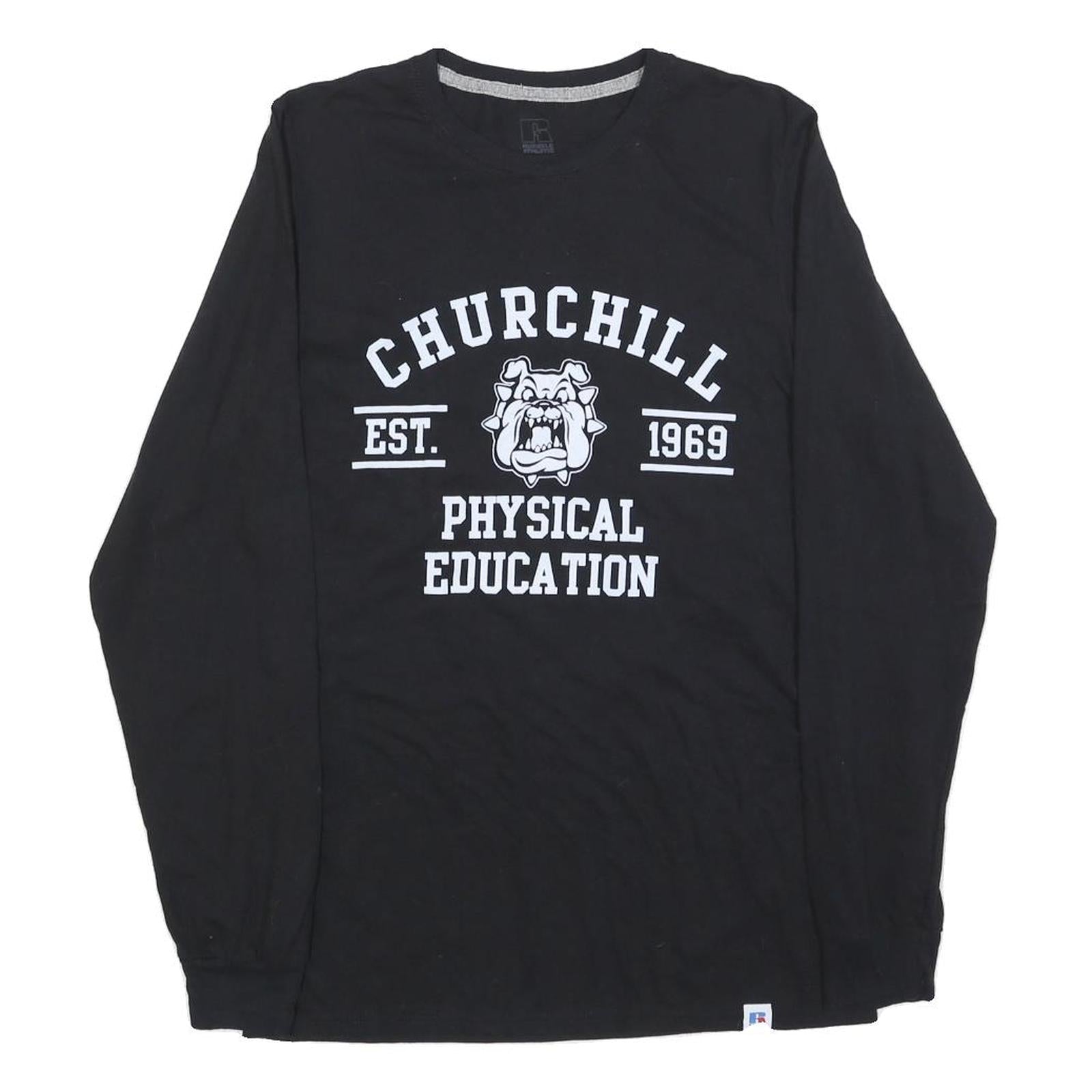 RUSSELL ATHLETIC Mens Black Churchill Physical Education Long Sleeve Crew Neck Refurbished - N/A refurbished available on Cerqular