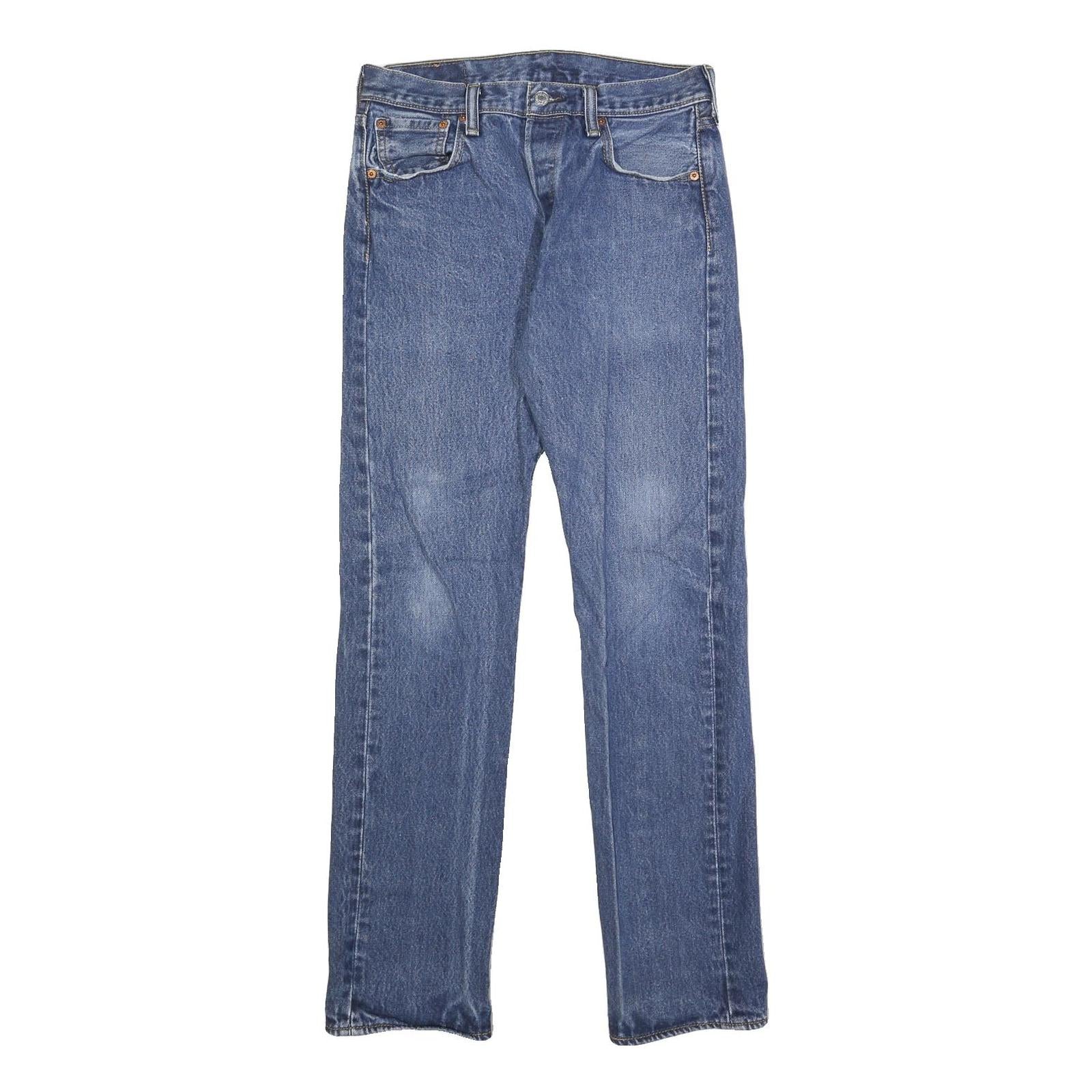 LEVI'S 501 Mens Jeans Blue Regular Straight Denim Medium W30 L34 Classic Button Refurbished - N/A refurbished available on Cerqular