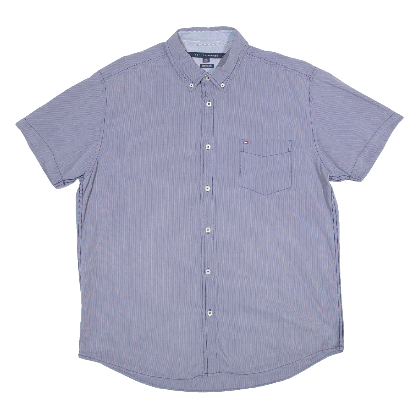 TOMMY HILFIGER Classic Fit Mens Shirt Blue Striped Long Sleeve XL Refurbished - N/A refurbished available on Cerqular